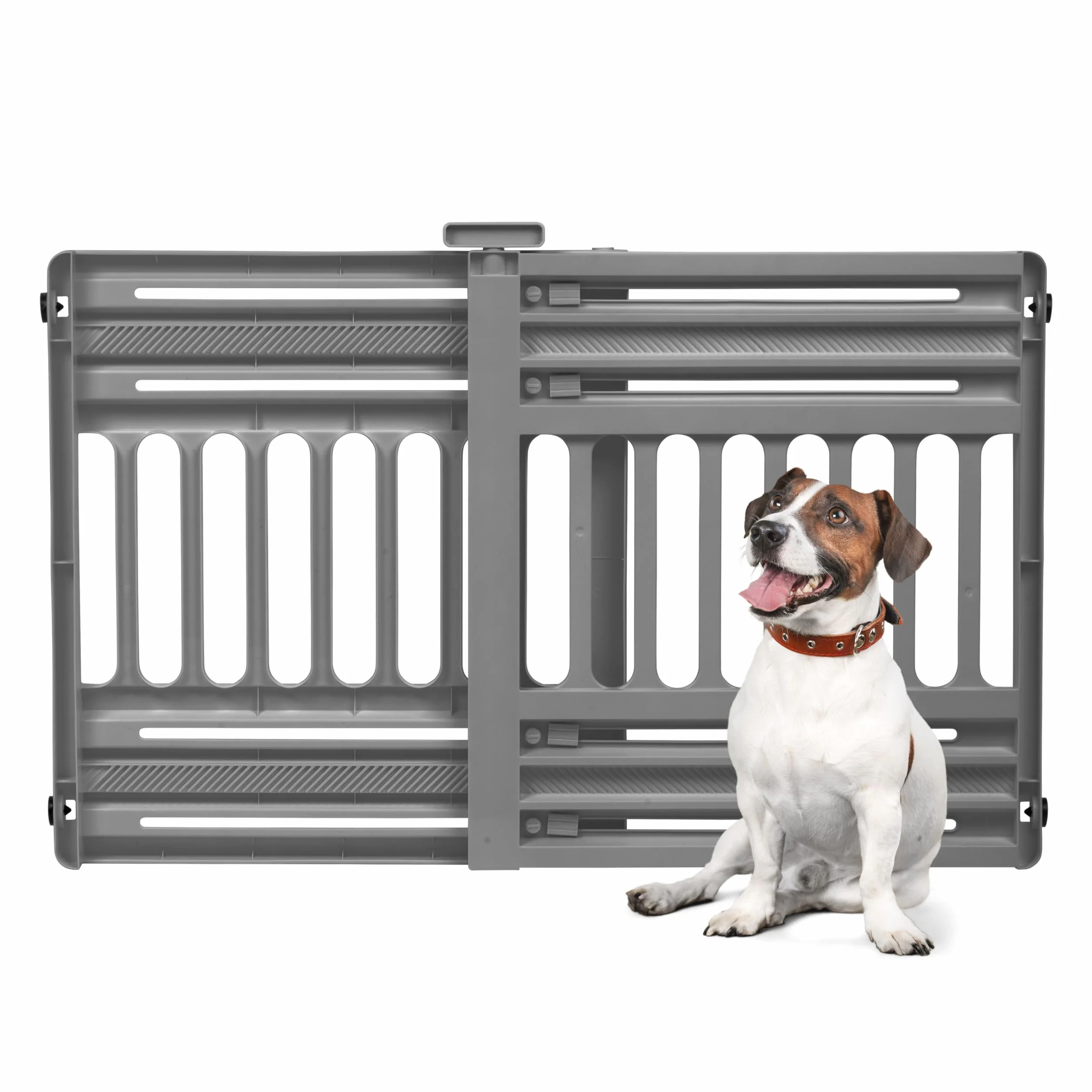 Iris Ohyama, Barriera, Recinzione di Sicurezza per Scale in Plastica (PP) per Cani, Gatti, L61 x P5 x A64 cm, Estensibile, Senza Foratura, Corridoio, Cucina, PBR-600, Grigio