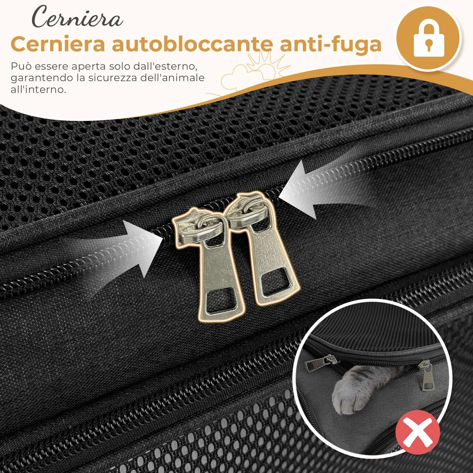 Trasportino per Gatti, 50x34x34cm Trasporto per Gatti e Animali fino a 8 kg, Trasportino per Animali Portatile Pieghevole, Trasportino per Viaggi Lunghi e Brevi (Nero)