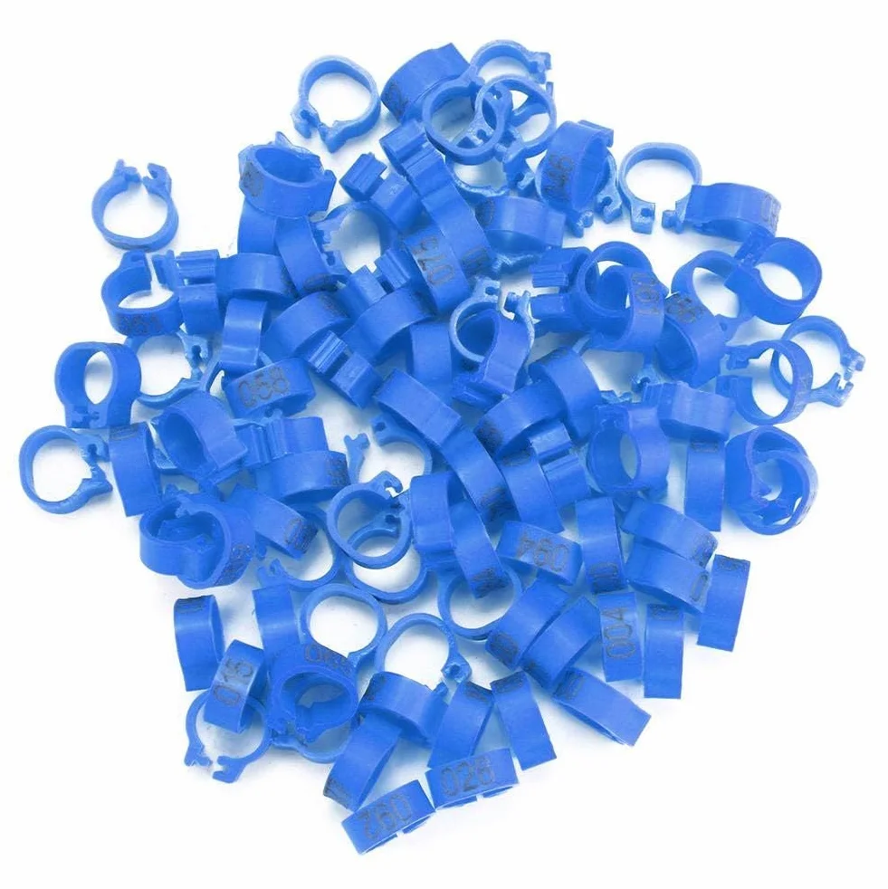 Plastikowe obrączki na nogi dla ptaków 8 mm numerowane zestaw
