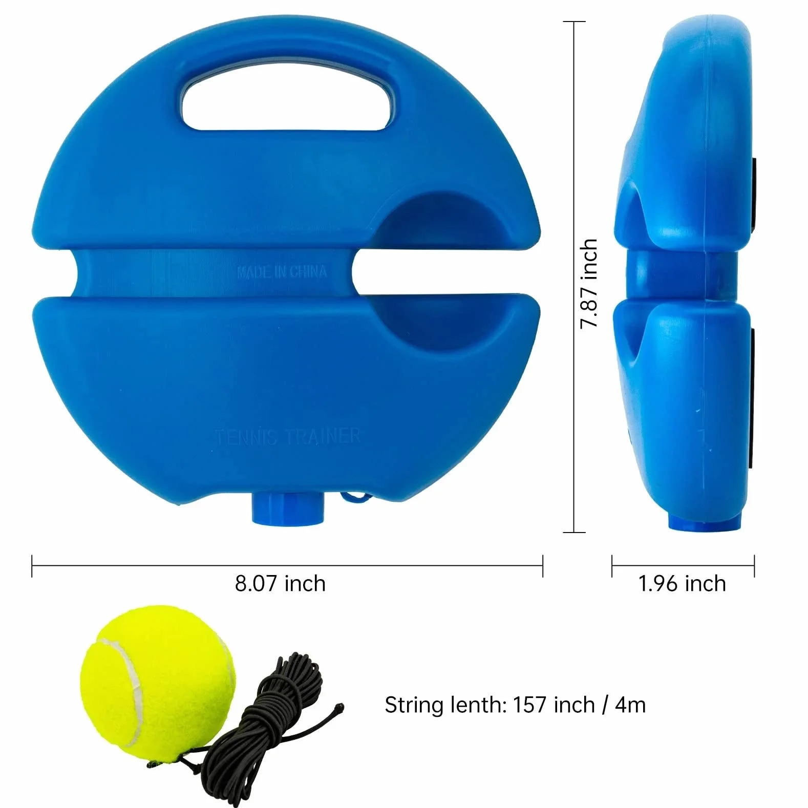 Set da tennis trainer con palla, 2 sfere di rimbalzo e borsa, gioco per esterni