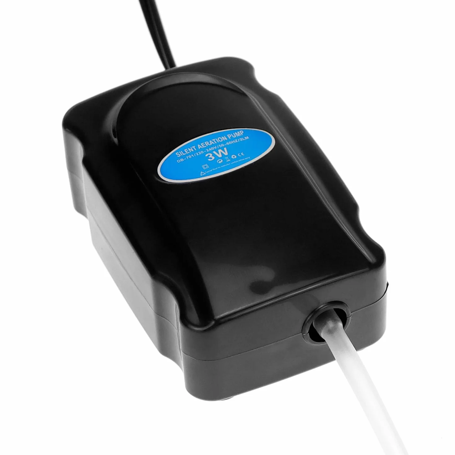 QWORK® Pompa d'aria per acquario 3W, pompa di ossigeno per acquario 2L/min, incluso tubo in silicone da 120 cm, pietra porosa e valvola di ritegno