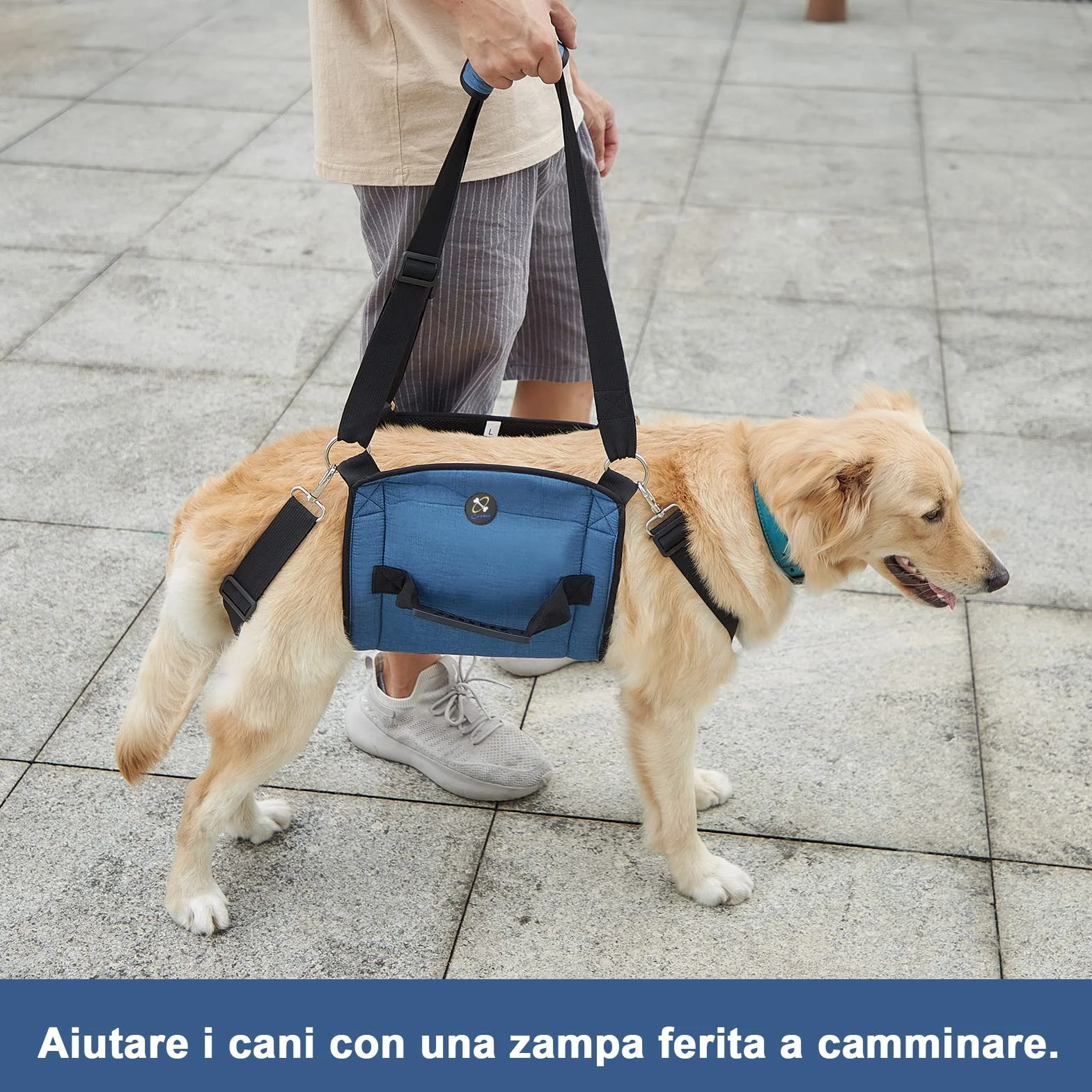 COODEO Dog Carry Sling, Pet Gambe Supporto Dog Lift Harness, Cane Carrier per Cani Artrite XL blu