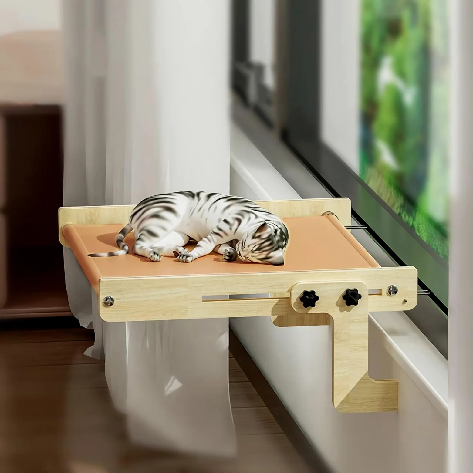 Amaca Per Gatti Da Finestra Legno Senza Foratura Lettino Riposo Per | Per Gatti Da Finestra Da Interni Per Amanti Degli Animali Appartamento Ufficio Domestico Soggiorno Camera Balcone