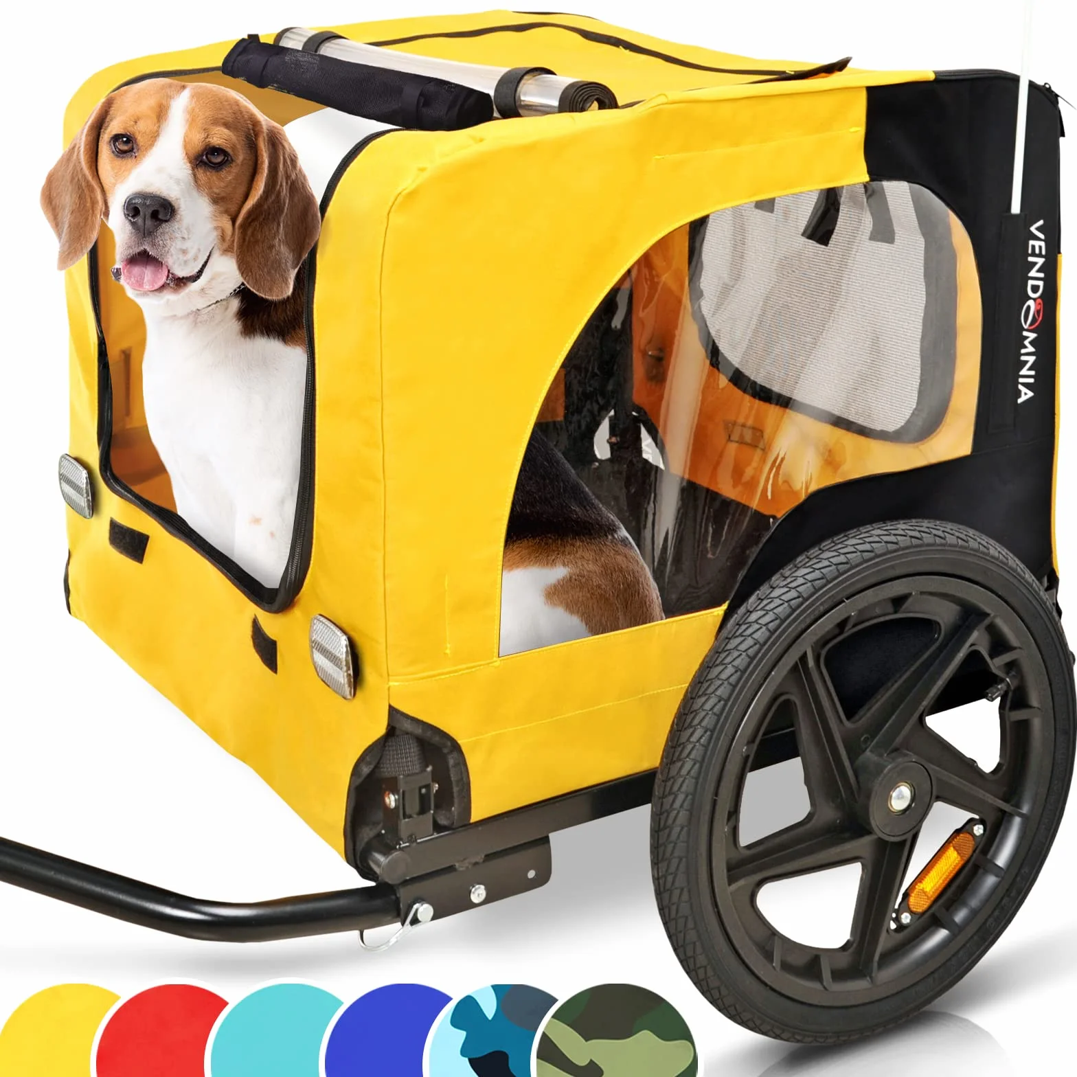 Rimorchio Bici per Cani, comprensivo di bandierina e Cinturino, Pieghevole e Facile da riporre nel Bagagliaio, Colori - Rosso, Sabbia, Verde Menta, Blu Viola, Blu Militare, Verde Militare