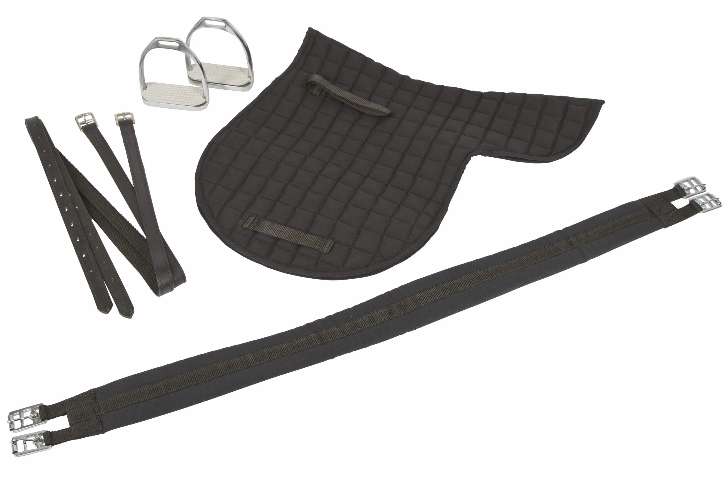 Covalliero Set Sella Haflinger, Nero, 17,5 Pollici, Larghezza Sella 34,5 cm, Lunghezza sottopancia 125 cm, Comodo, buona vestibilità, Include sottosella