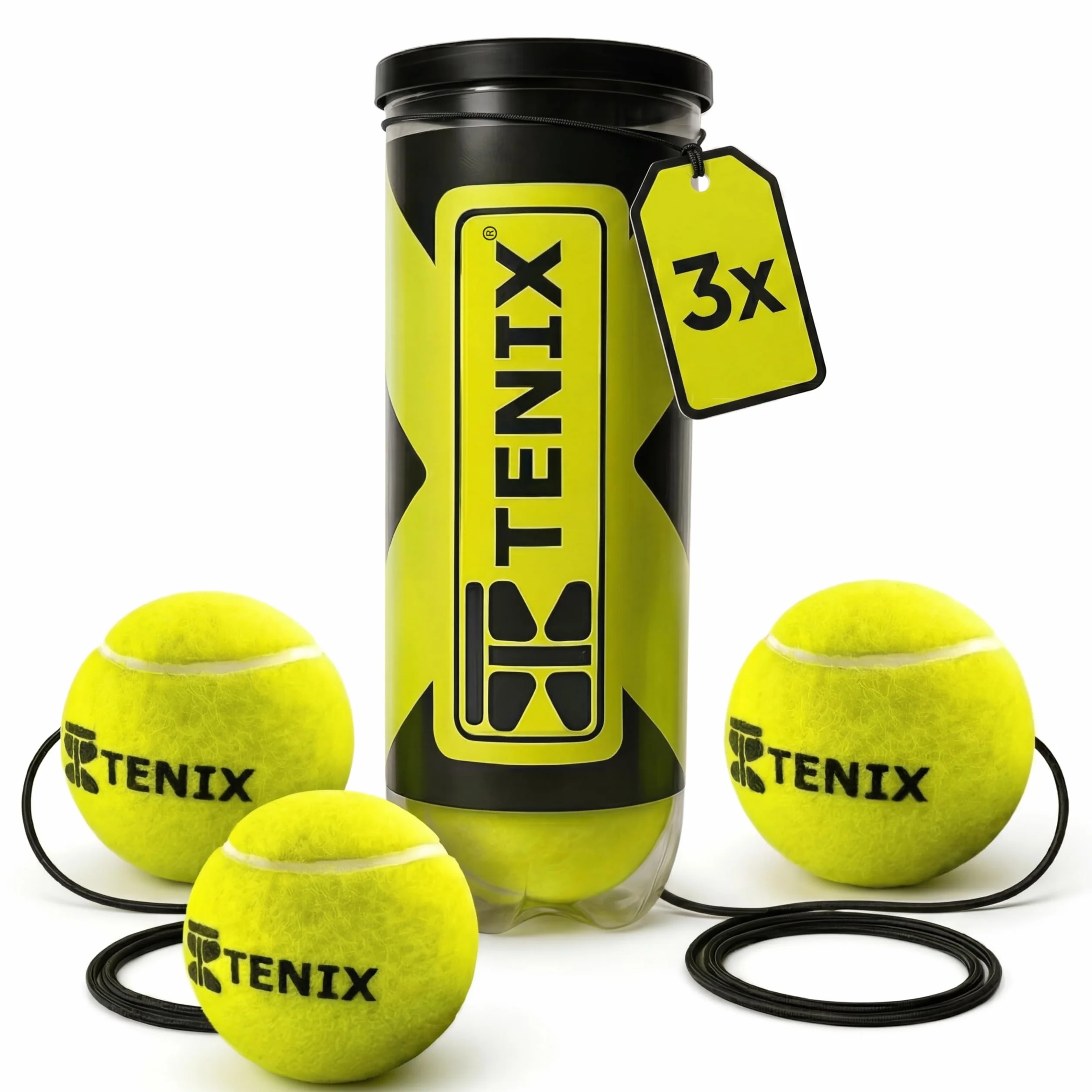 TENIX Set da 3 Palline da Tennis con Corda - Palline di Ricambio per Tennis Trainer con Lattina Pressurizzata