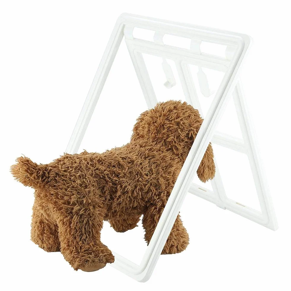Porta per cani e animali domestici in plastica con chiusura magnetica per finestra cancello XL bianco