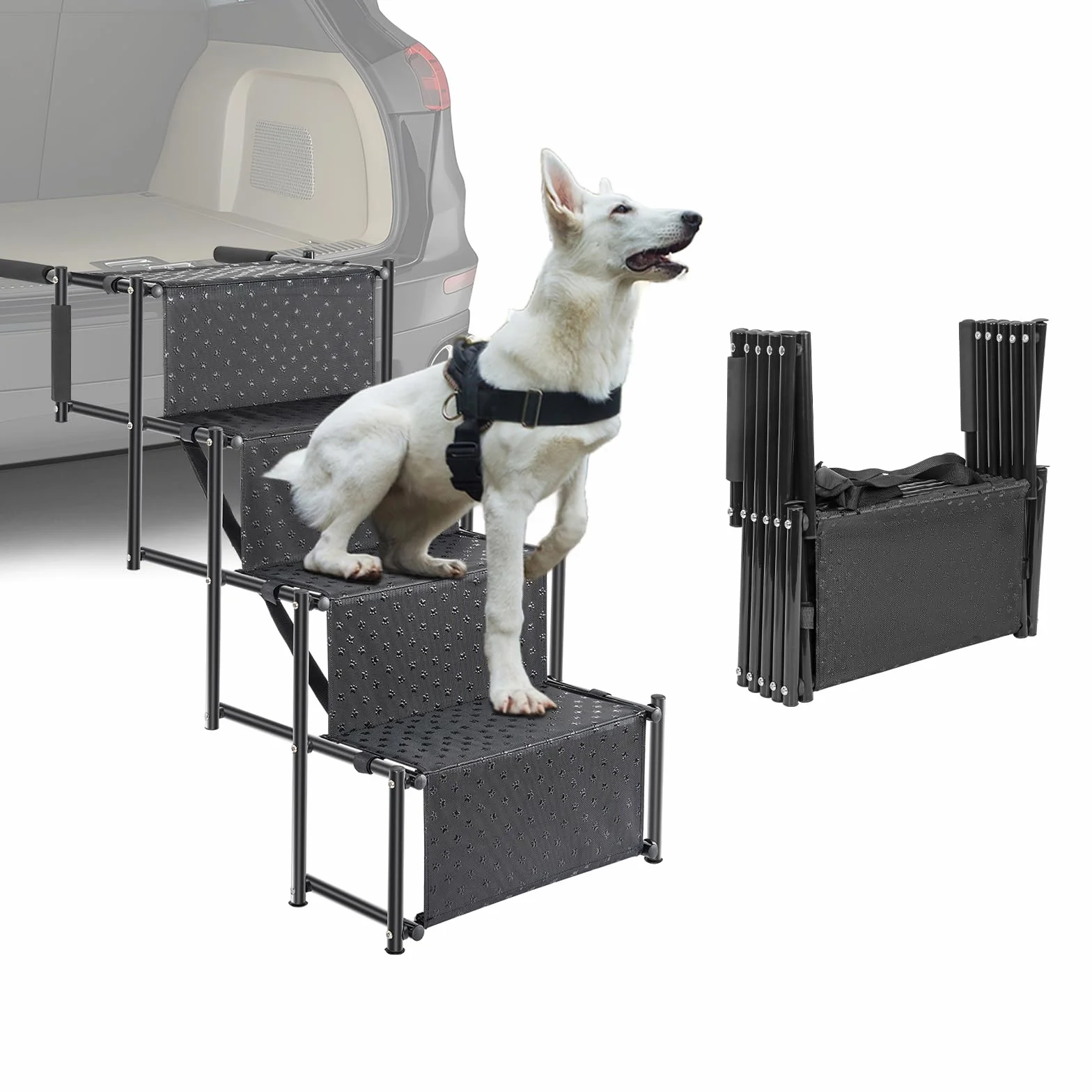 OUUTMEE Scala per cani a 4 livelli pieghevole antiscivolo per cani fino a 80 kg per auto e SUV