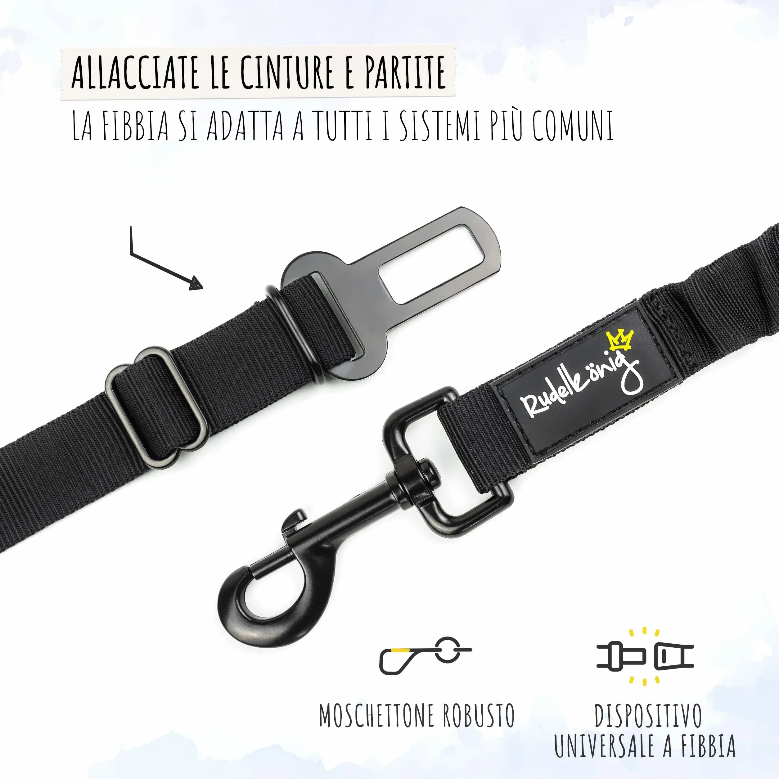 Rudelkönig Cintura di Sicurezza Cani Auto Elastica Regolabile Compatibile Tutti i Tipi di Auto