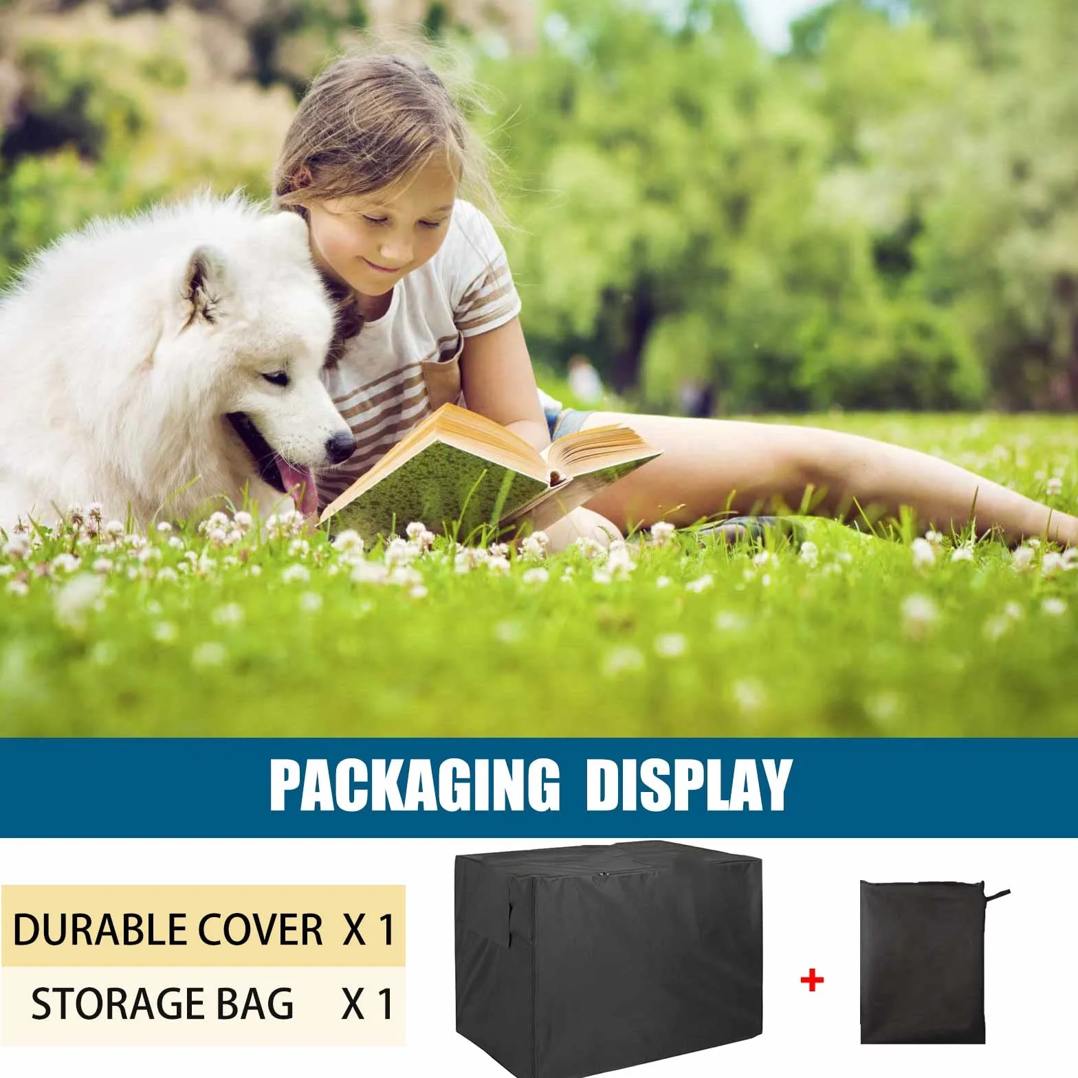Copertura Gabbia per Cani Tela Oxford 210D Doppia Porta Impermeabile Ombreggiante Traspirante 95x61x64cm