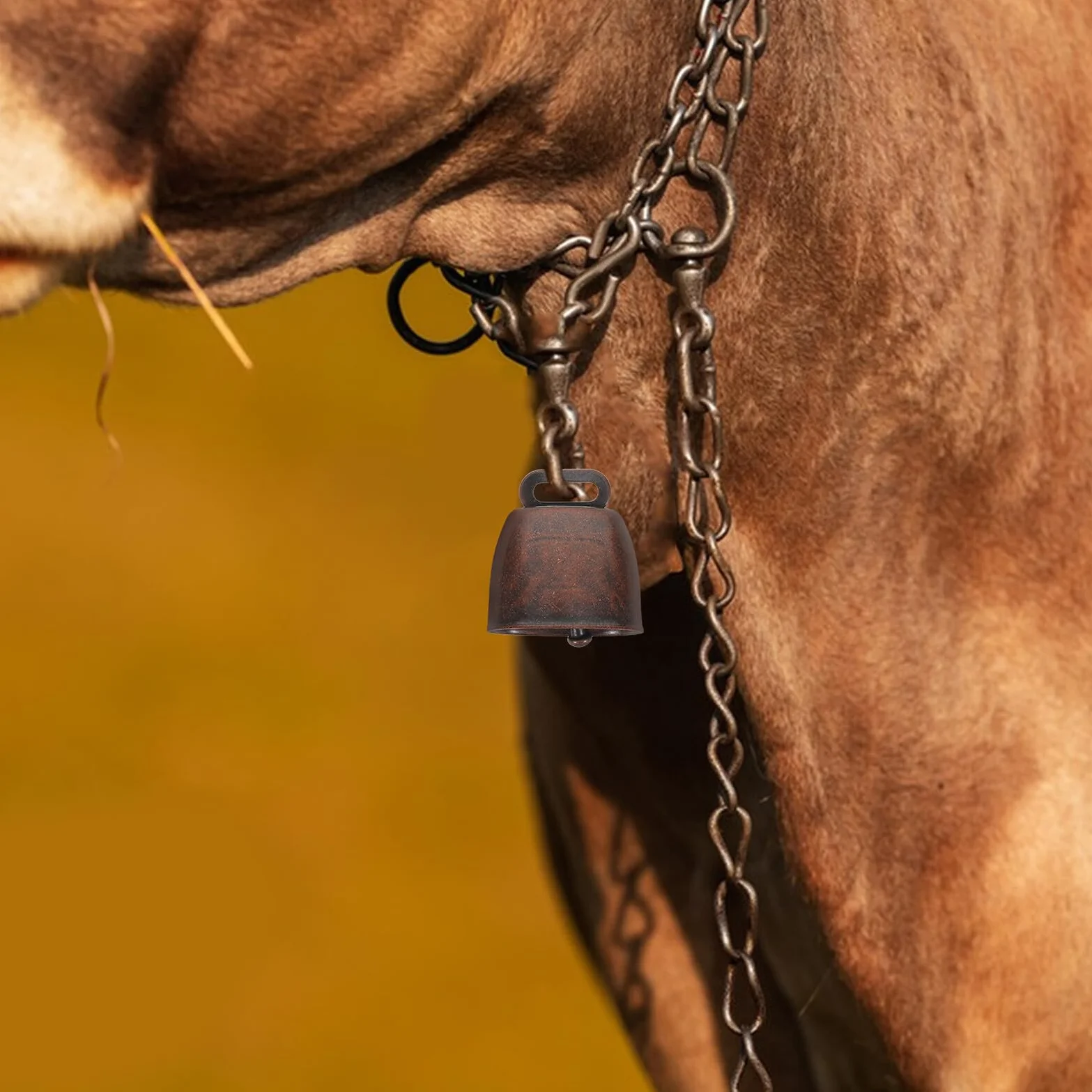 16 Pezzi Campanelli Rustici in Metallo per Animali da Fattoria, Campanaccio di Mucca Antifurto Rosso Scuro 35mm, Ciondolo Leggero Suono Nitido per Bovini, Pecore e Cani all’Aperto