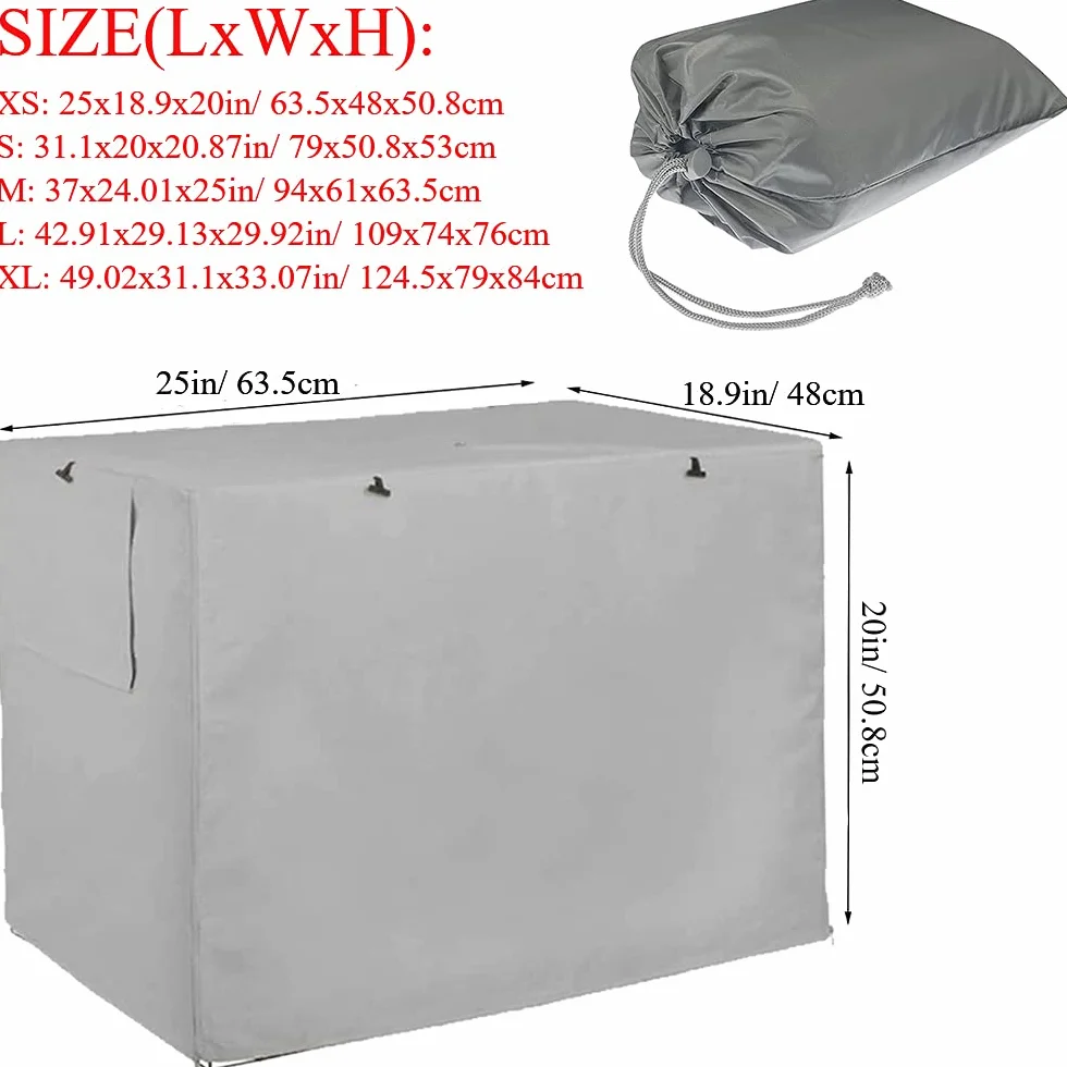 Coperture per gabbia per cani impermeabili in poliestere Oxford 210D XS 63,5x48x50,8 cm grigio