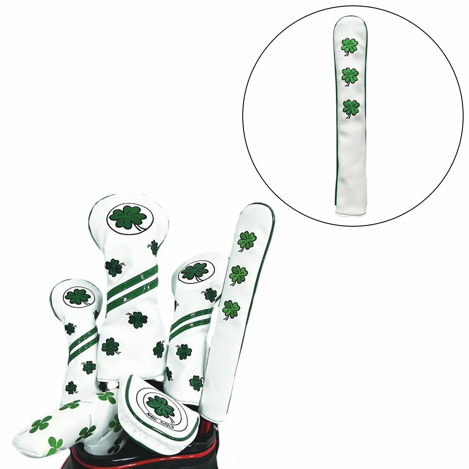Oshhni Golf Alignment Rod Cover Case Holder 2 Sticks Headcover Golf Training Aid Bianco