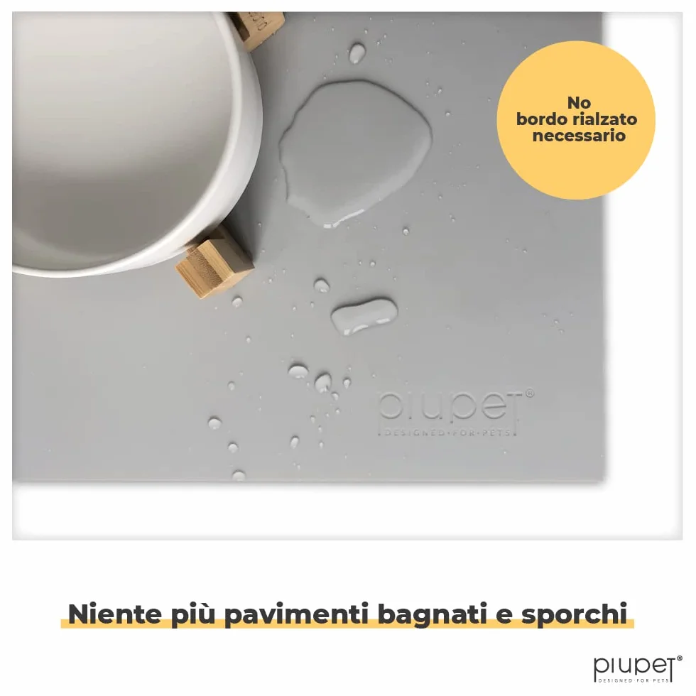 PiuPet® Tappetino per Ciotola Cani e Gatti I 60x40cm I Idrorepellente I Tappetini Sottociotola I Facile da Pulire I Tappetino Silicone Antiscivolo | Tappeto Ciotole Cane | Accessori Gatti