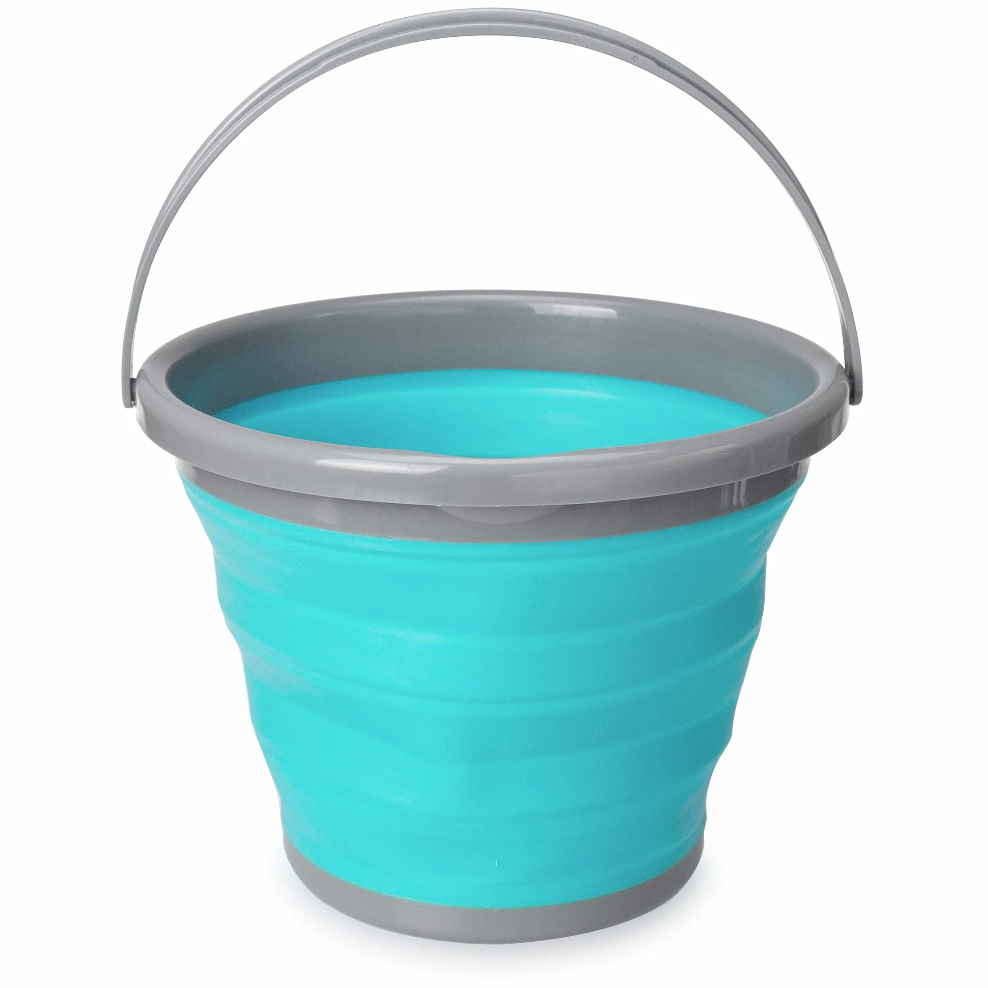 Navaris Secchio Pieghevole 10 Litri Silicone - Secchiello Richiudibile Pulizie Bucato Campeggio Pesca - Secchio Portatile Acqua Azzurro