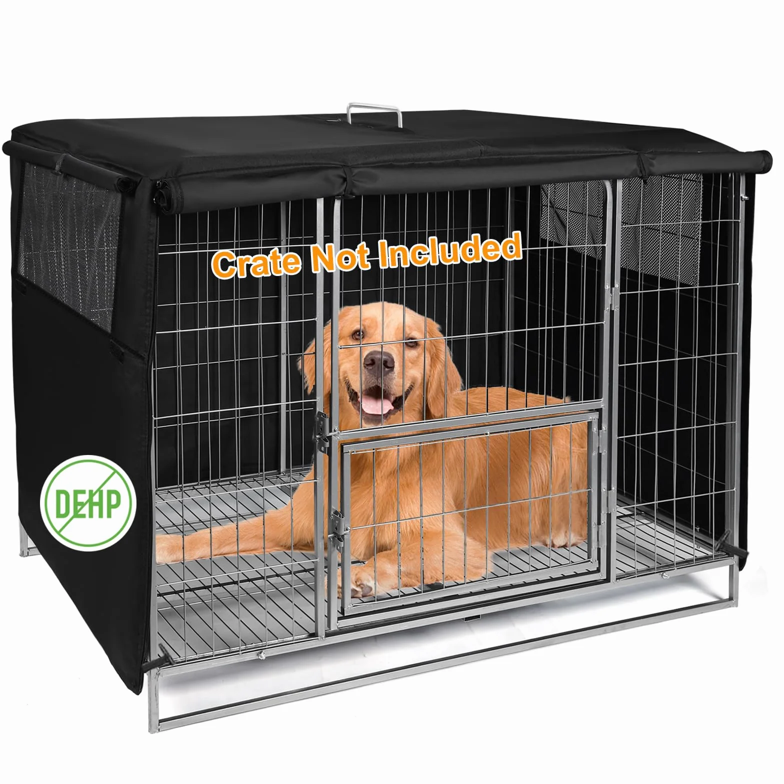 Copertura per gabbia per cani, in tessuto oxford sicuro 600D, antivento, finestra in rete traspirante, Coperture per gabbiette e cucce per Gabbia per cani adatta per 1 o 2 porte (107 x 72 x 76 cm)