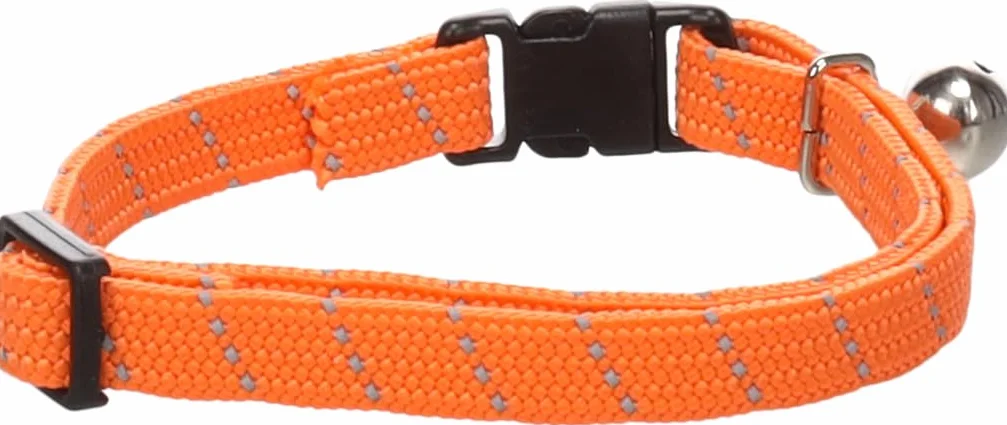 collare gatto - Elza arancione 20–34 cm – nylon elastico riflettente con campanellino