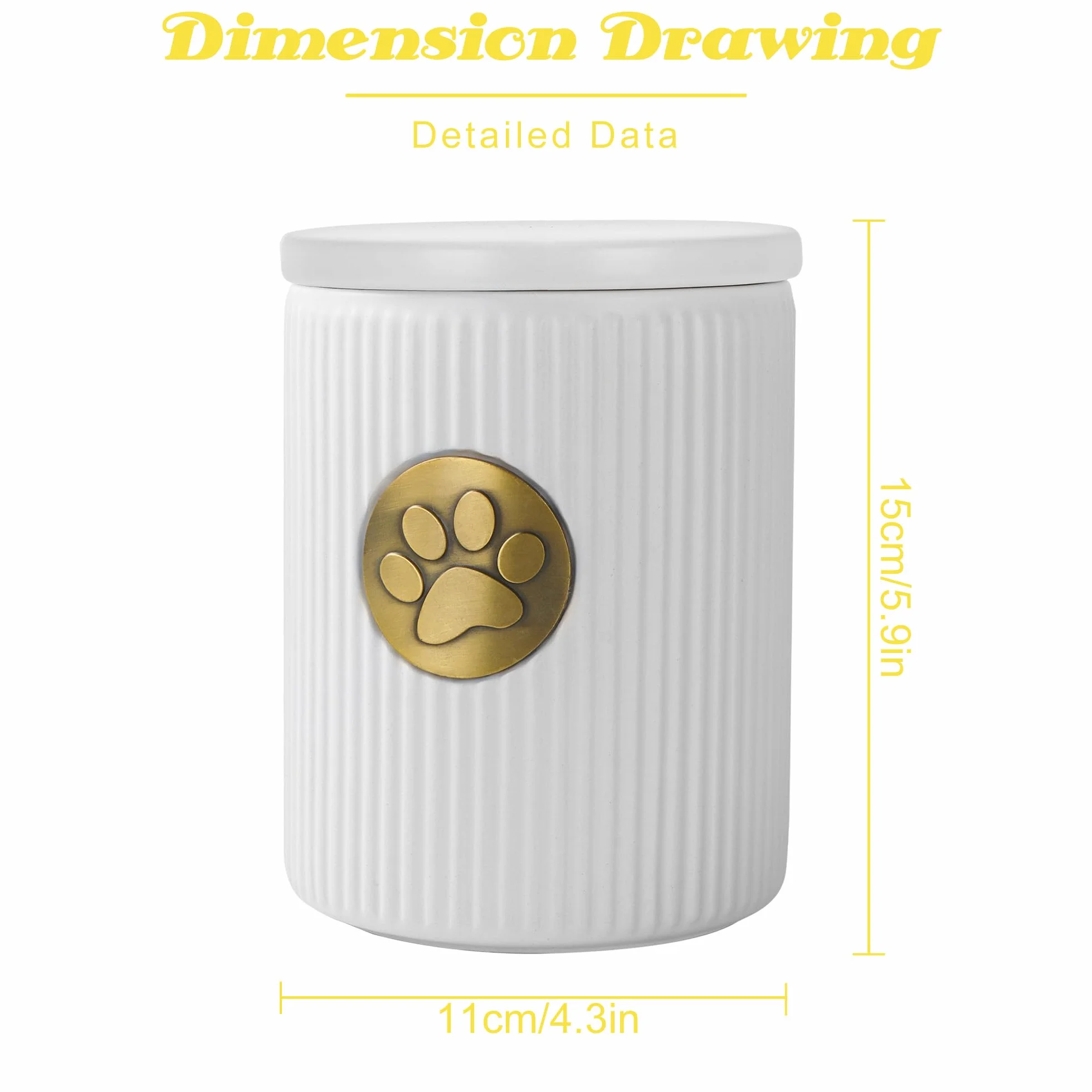 Urna per cani 15 kg commemorativa con piastra in metallo per impronte zampe bianco