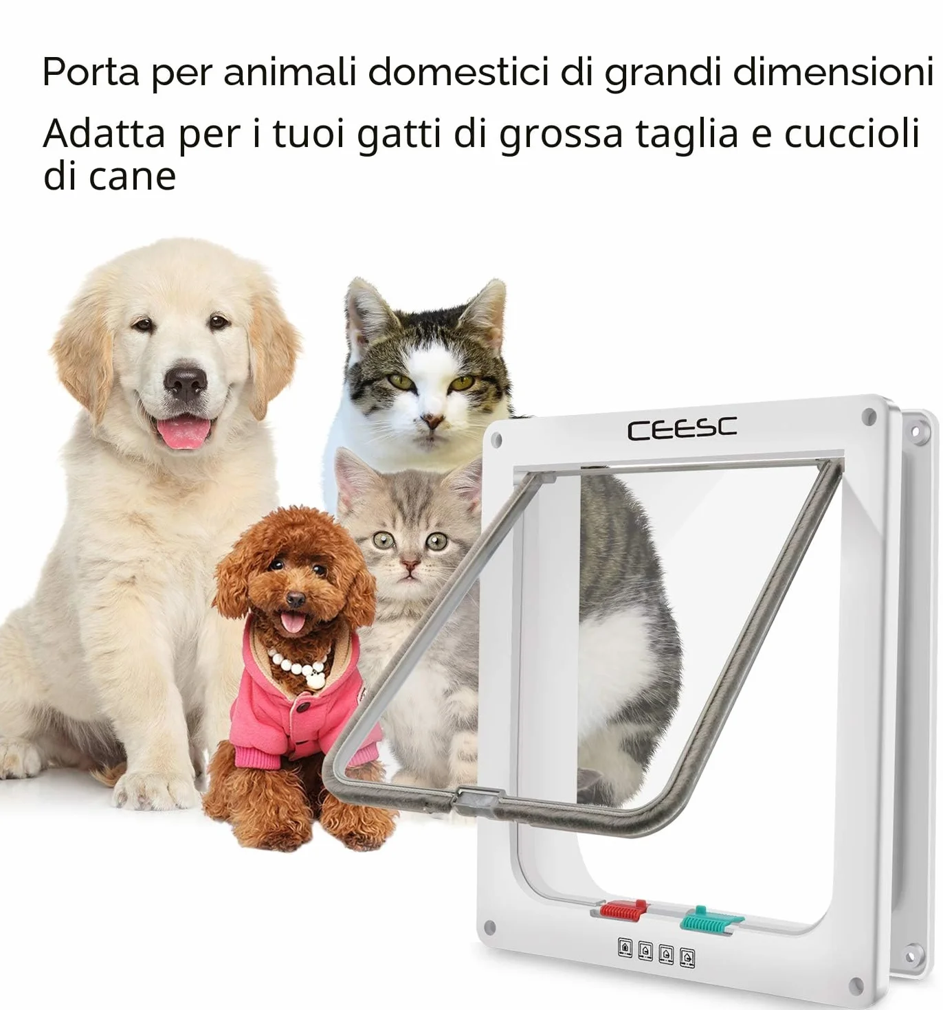 CEESC Grande gattino chiusura a 4 vie per gatti e cani piccola circonferenza <63 cm 28 x 24,9 cm