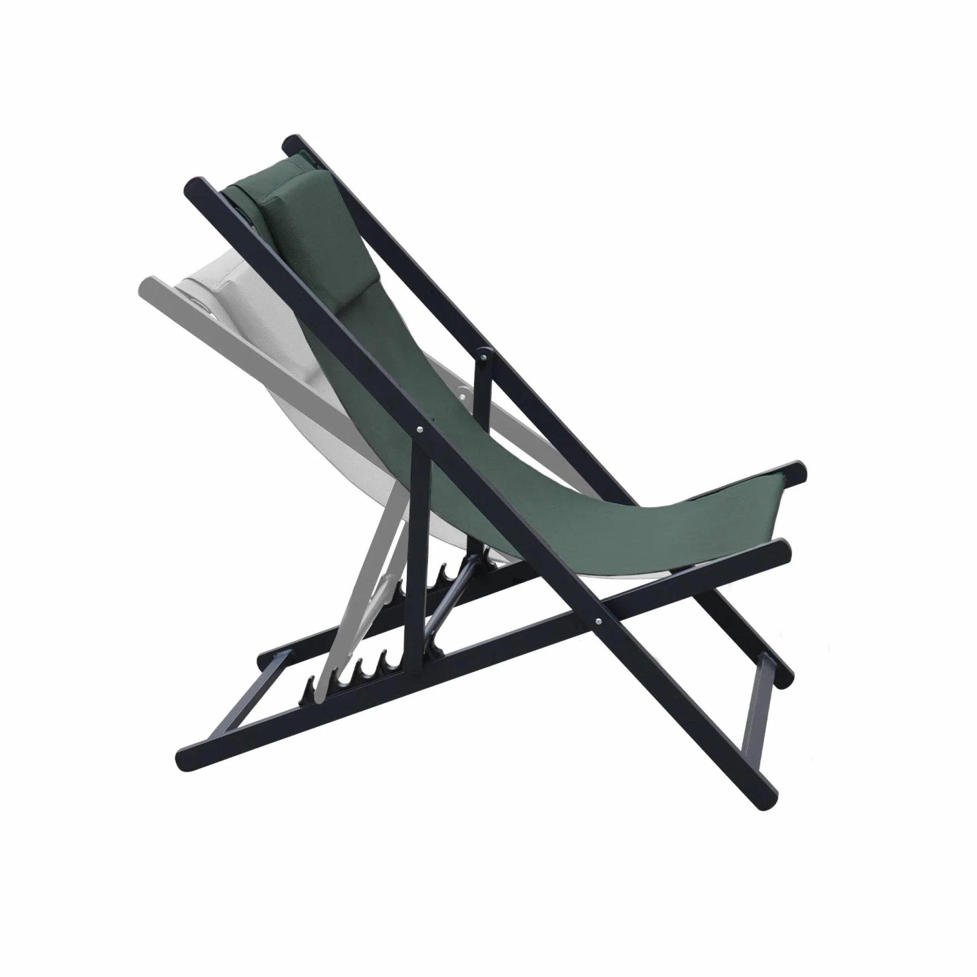Set 2 sedie sdraio in alluminio textilene multiposizione Verde kaki - 99x88.5x58 cm