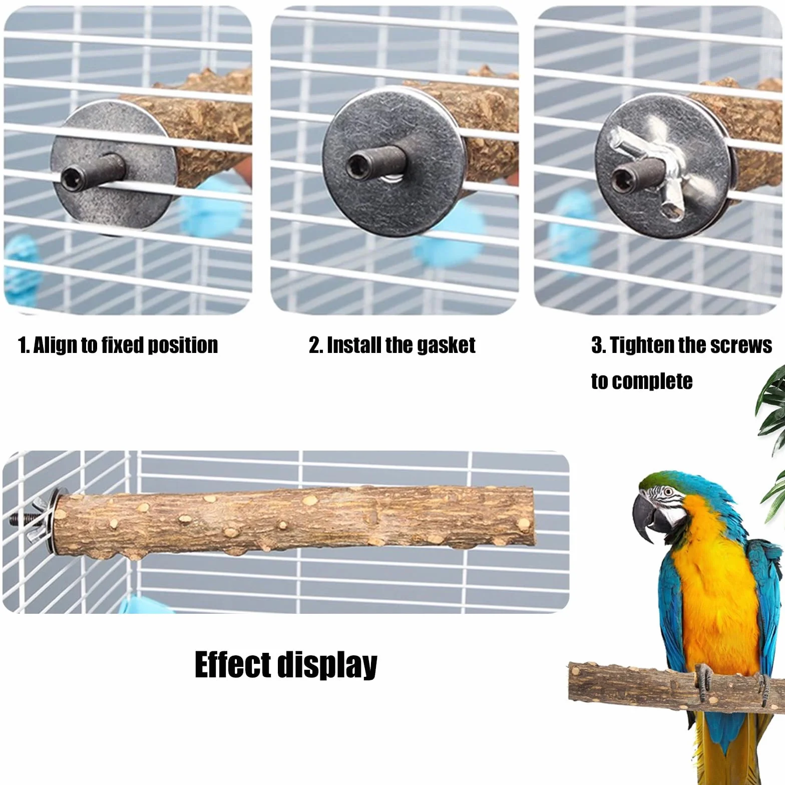 Posatoi per Pappagalli in Legno Naturale Ramo D'uva per Cacatua e Cocorite