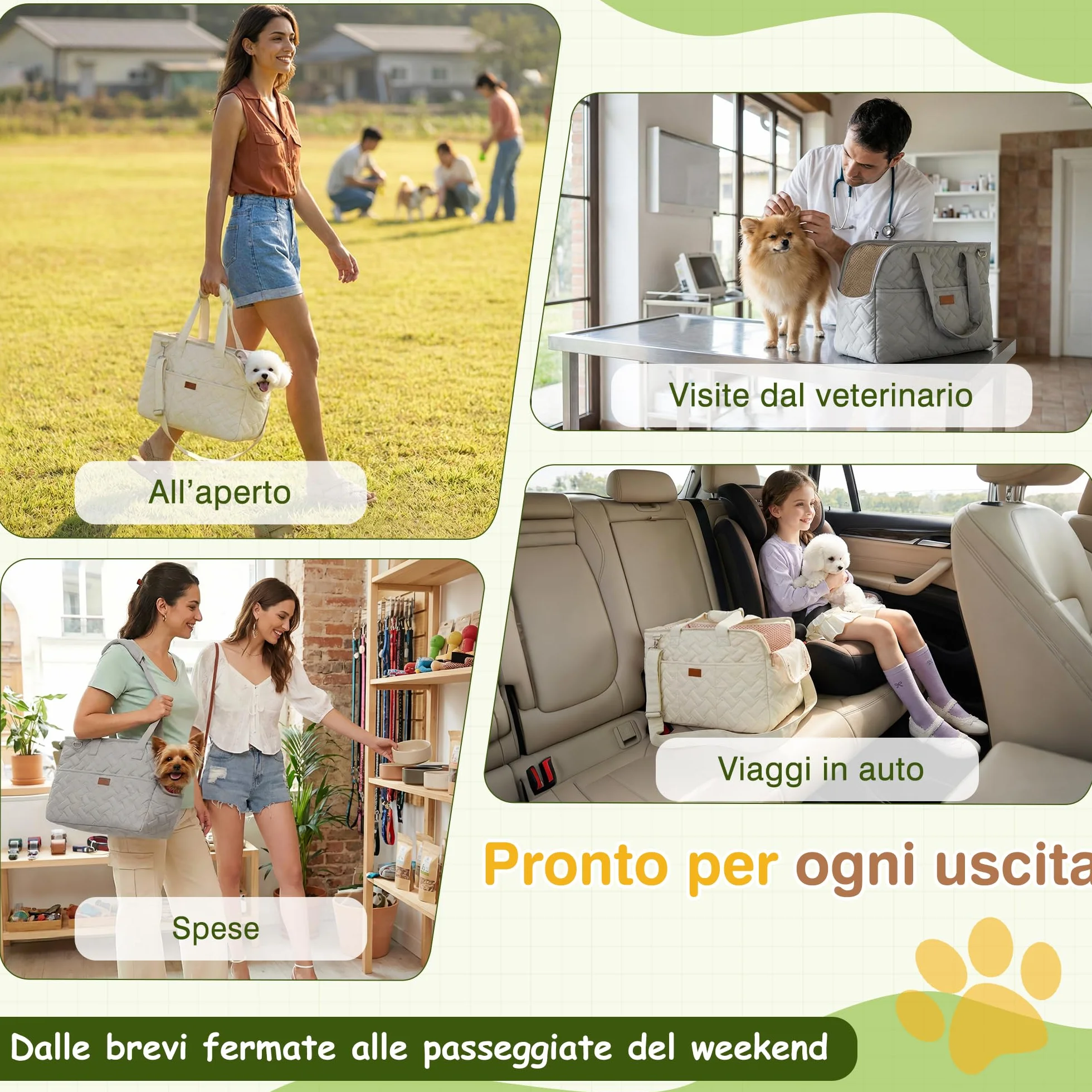 ALLSOPETS Trasportino per Gatti, Borsa Trasportino per Cani Piccoli, Tracolla Pieghevole in Tessuto Traspirante, Borsa Morbida da Viaggio con Tasche per Animali Domestici (Grigio Stellato, L)