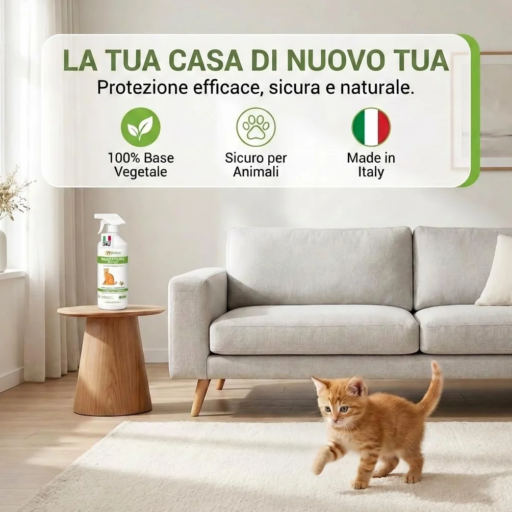 GLOBER Disabituante per Gatti Anti Urina - Spray 750ml - Made in Italy, 100% Base Vegetale per Interni ed Esterni - Addestrativo Urine Stop Gatto - Dissuasore Gatti e Elimina i Cattivi Odori