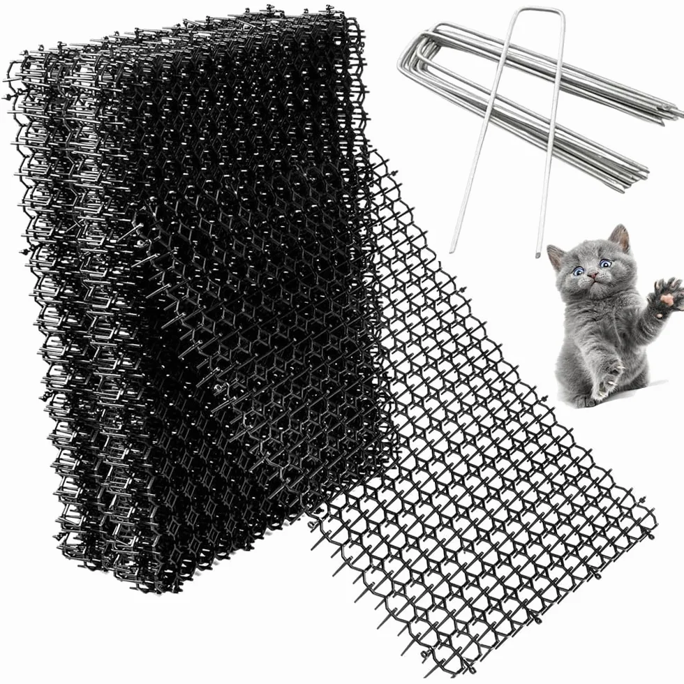 12 Pack Tappetino Anti Gatto,Tappetino Repellente per Gatti, Dissuasore Gatti con Punte,con 8 pioli ,Plastica Rete Spinata per Animali Selvaggio Protezione delle Piante da Giardino all'aperto 40*20cm