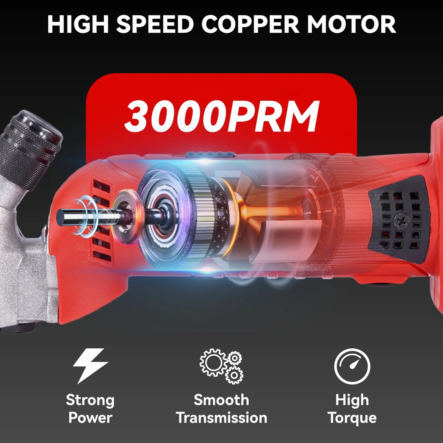 ONEVAN Tosatrice per pecore a batteria 500 W 6 velocità 13 denti 2 batterie 3,0 Ah Rosso