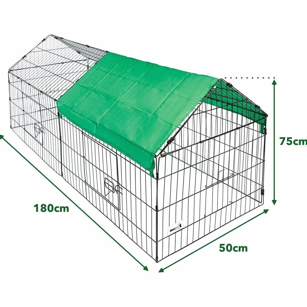 Bakaji Recinto Recinzione per Animali Gabbia per Conigli Conigliere Pollaio Porcellini D'india Per Piccoli Animali Da Esterno Telo Protezione Dal Sole Materiale in Acciaio (180 x 75)