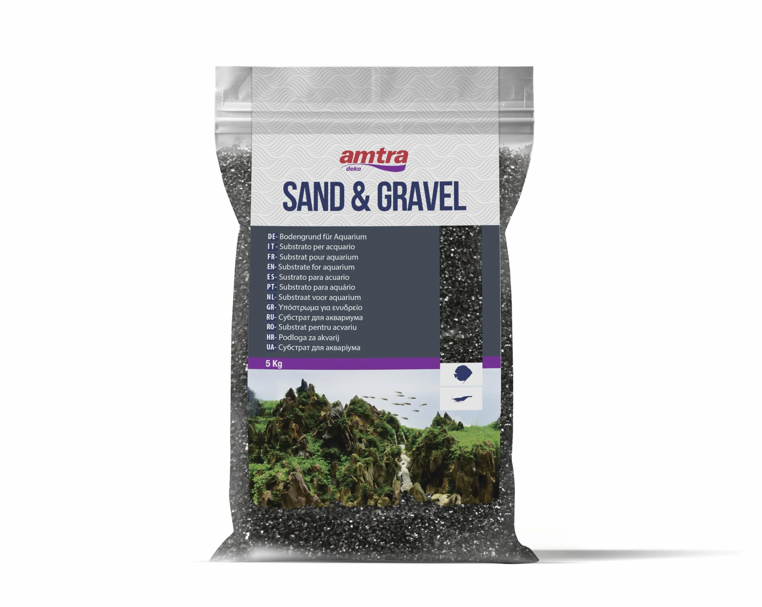 Amtra Sabbia Nera Fine 0,3-0,9 MM 5 KG - Sabbia per acquario acqua dolce e marina