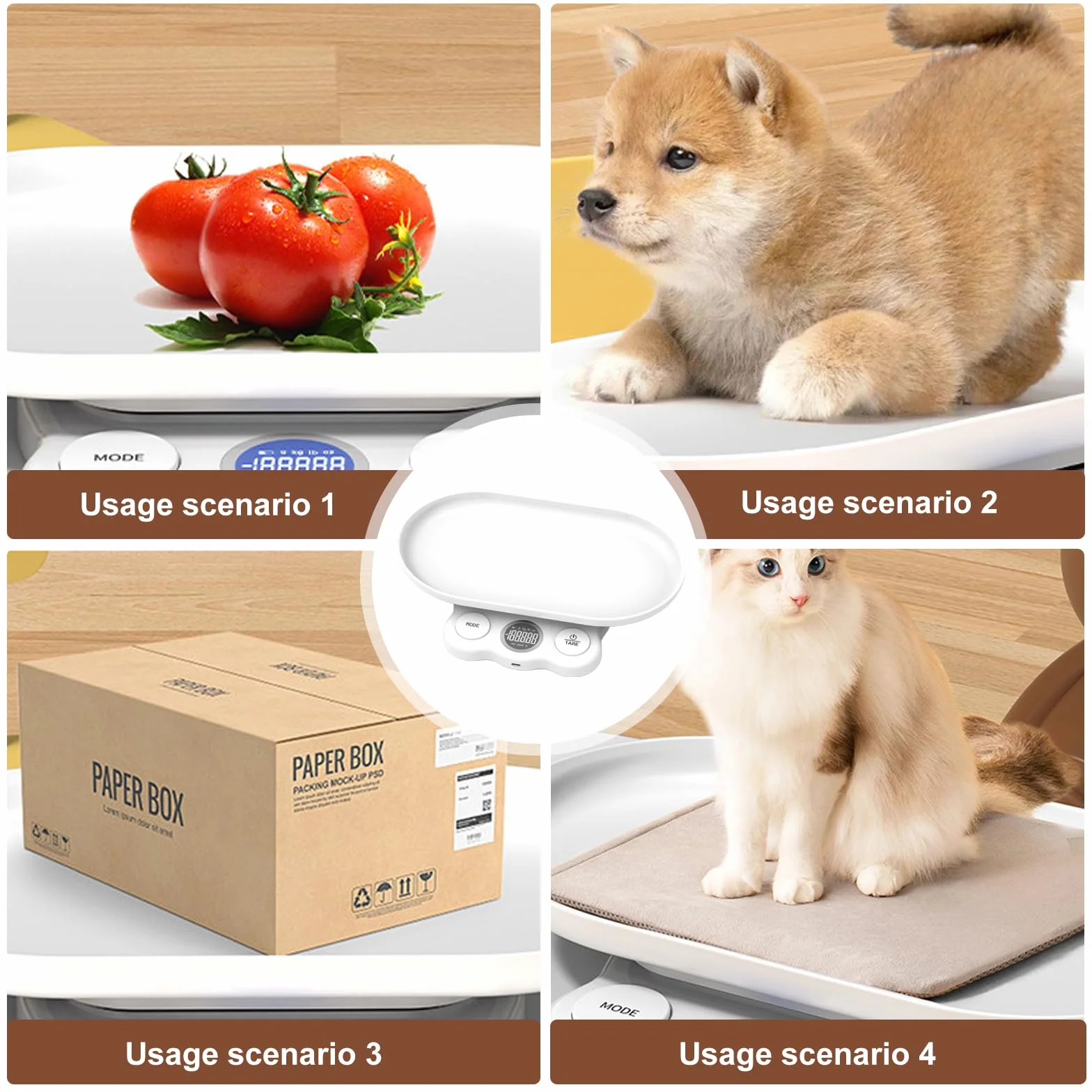 Bilancia per animali di piccola taglia, 15 kg, bilancia digitale per animali domestici, precisa su 1 g, LCD digitale con 7 modalità di pesatura (g/kg/oz/lb/ml/mml/tl), bilancia digitale per bambini