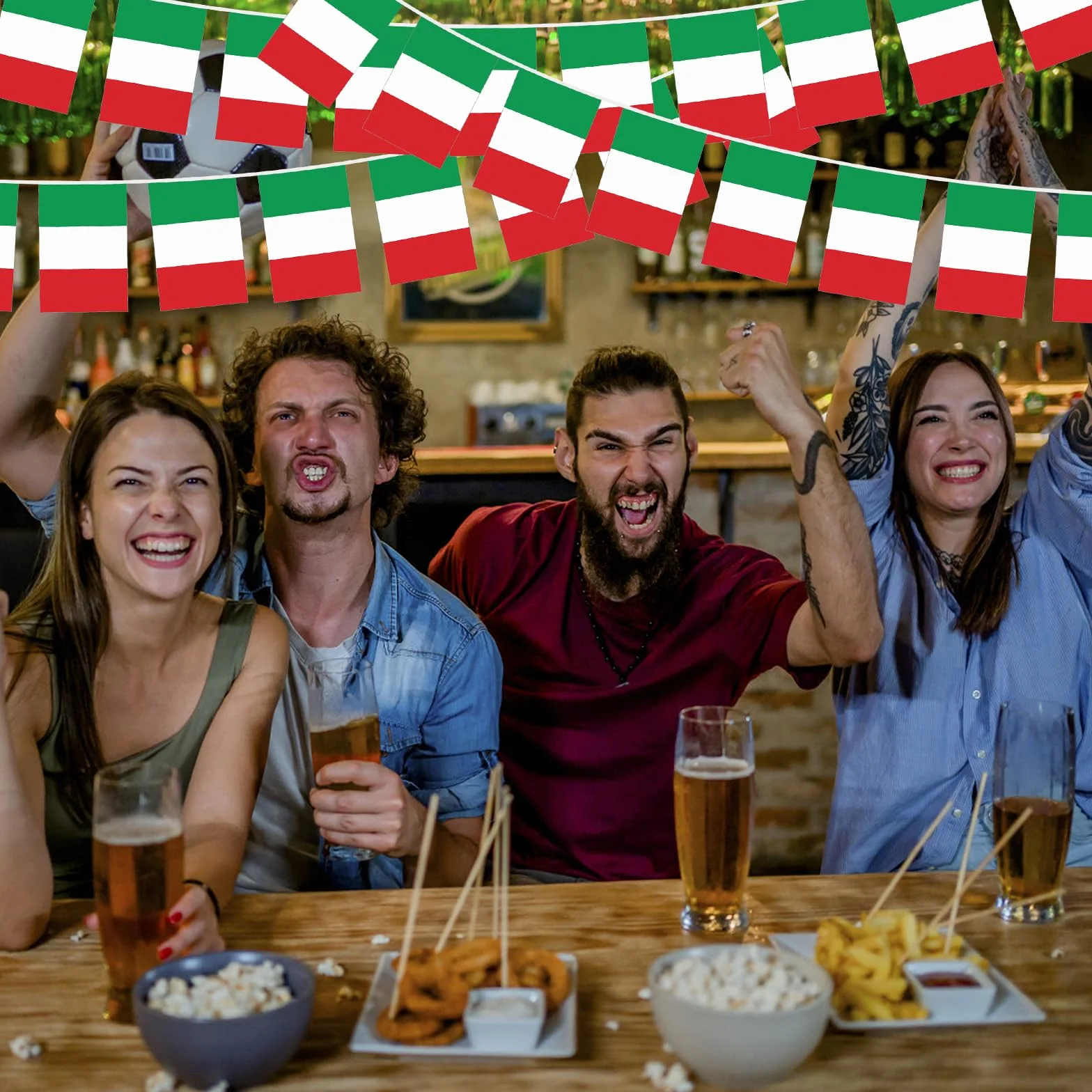 Bandiera Italia 16m Ghirlanda con 60 Bandiere per Decorazioni Eventi Patriottici