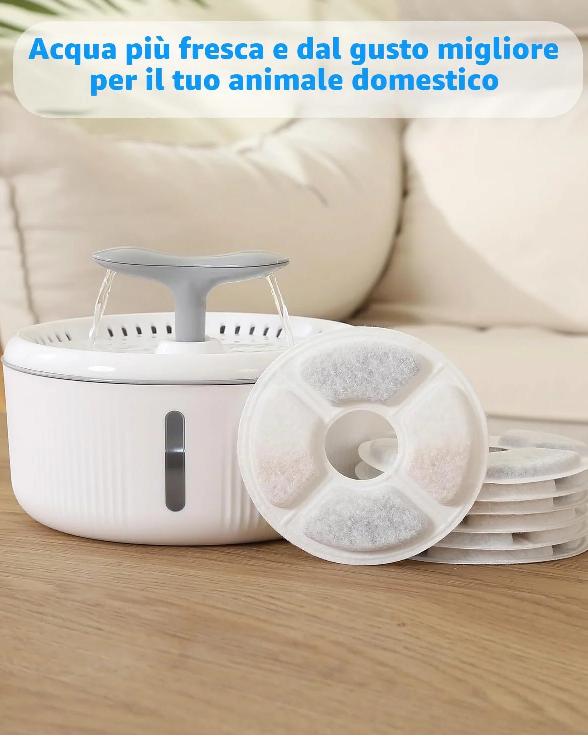 Filtri Fontanella per Gatti, Filtro per 2-2.5L Fontana, Filtri di Ricambio per Fontanella Animali Domestici con Resina e Carboni Attivi per Dispenser Acqua Automatico（6 Pezzi)