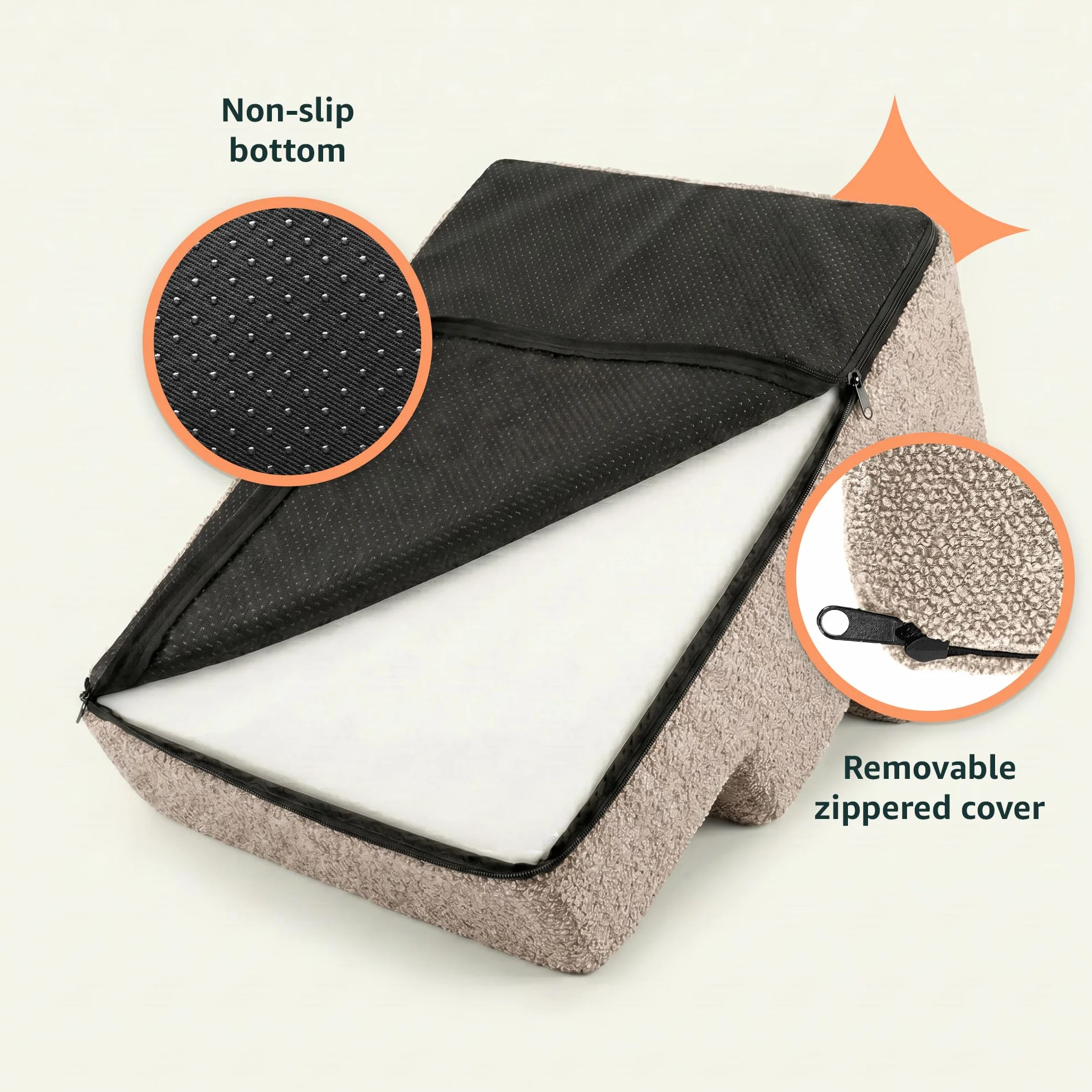 Murando Scala per Cani Piccoli 3 Gradini 30 cm Rampina in Schiuma Antiscivolo per Letto Matrimoniale Bouclé Crema