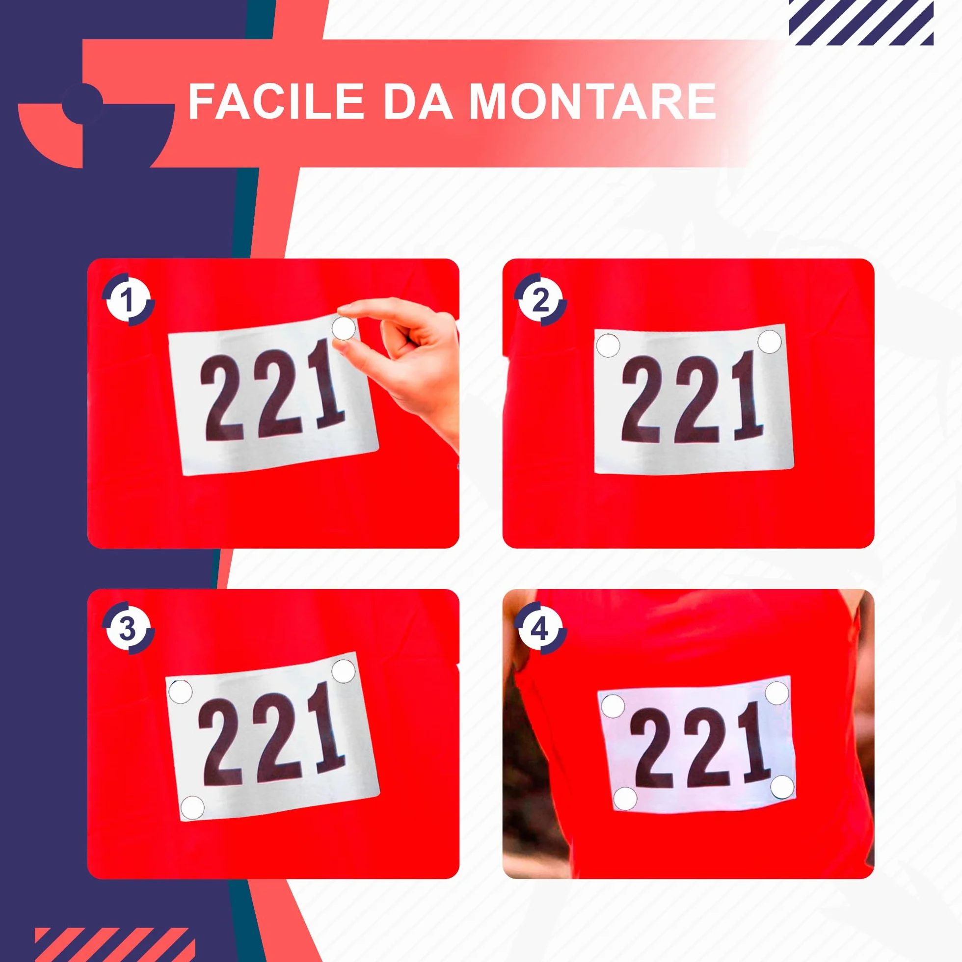 Calamite Porta Pettorale Running Ultra Forti - 4 Magneti Pettorali per Maratona, Trail e Triathlon, Bianco