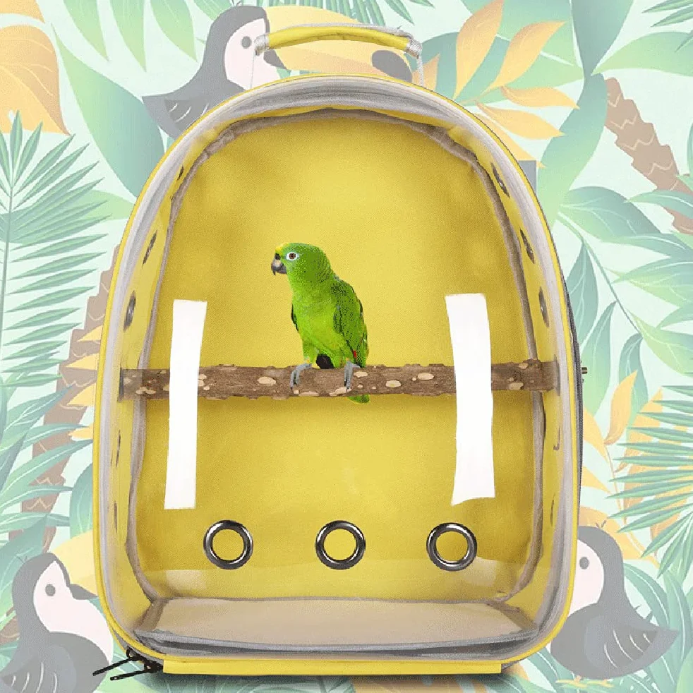 Trasportino per uccelli leggero, Zaino da viaggio trasparente per pappagalli per animali domestici da esterno, Sacca spaziale per pappagalli traspirante, adatto per animali domestici e per