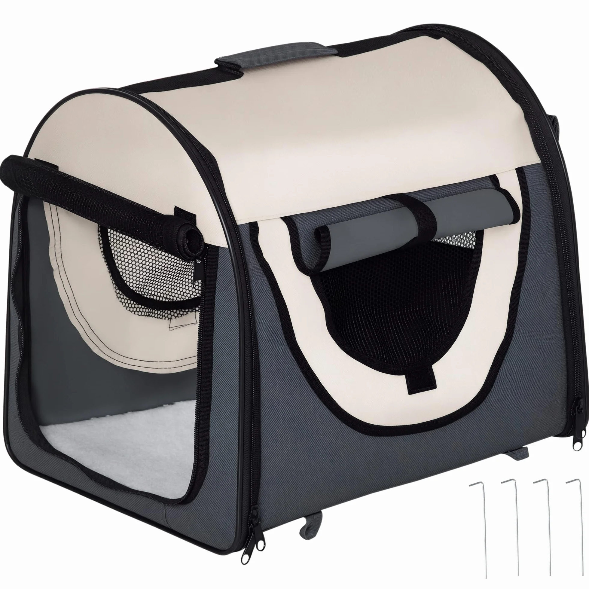 PawHut Trasportino per Animali Domestici Pieghevole in Oxford con Cuscino Rimovibile Lavabile e Borsa per Trasporto, Grigio Scuro