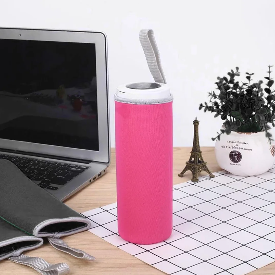 Custodia in Neoprene per Bottiglie 550ML Borsa Protettiva per Borraccia Acqua Nero Rosa