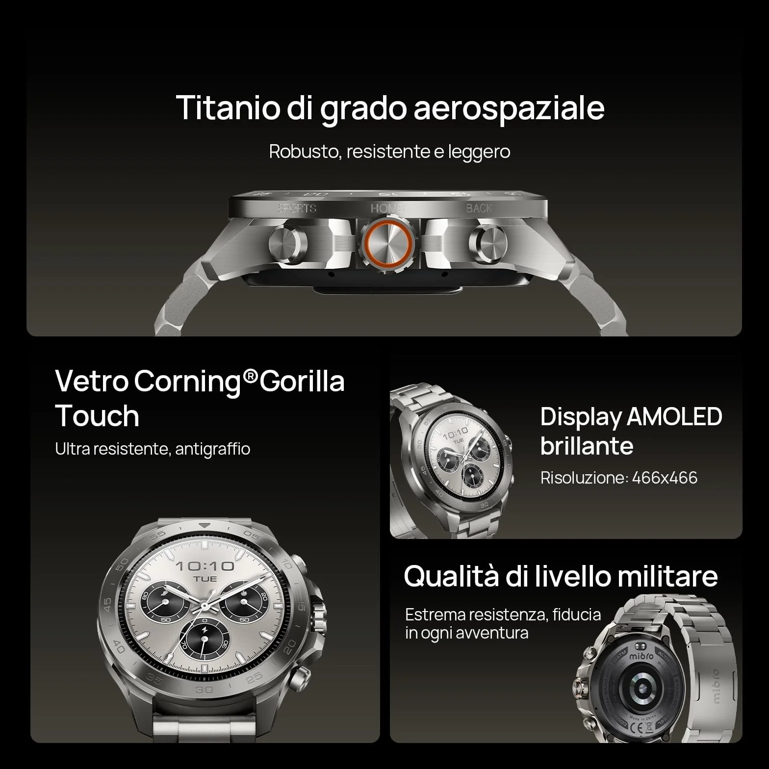 Mibro GS Explorer S Full Ti 48mm Smartwatch Outdoor con 1.32" AMOLED,Mappe Offline,Full Titanio,GPS Dual Band,10 ATM e 150+ Orologio Sportivo,20 Giorni Autonomia,Per iOS e Android