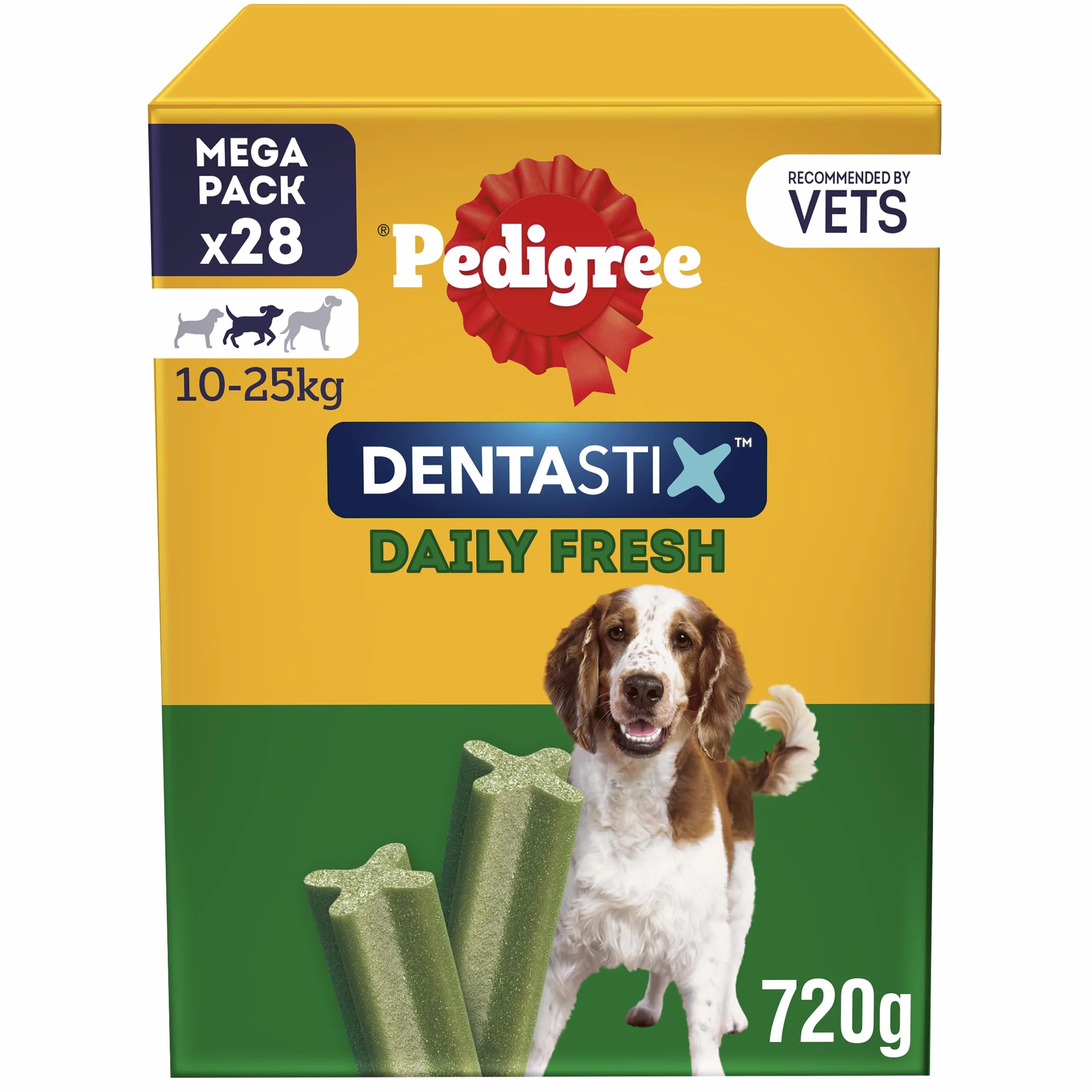 Pedigree Dentastix Fresh 112 Snack per La Igiene Orale (Cane Medio 10-25 kg) 180 G 28 Pezzi - 4 Confezioni da 28 (112 Pezzi Totali)