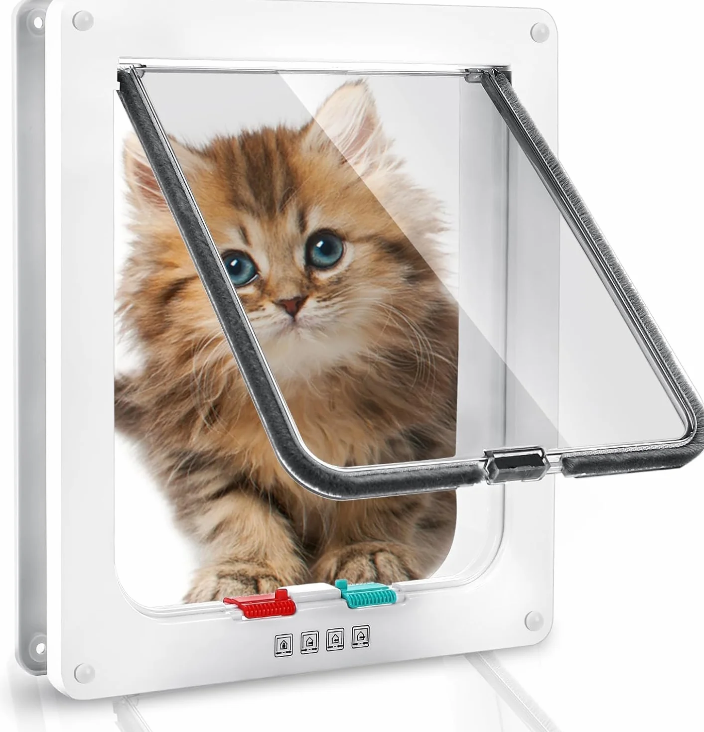 Sportello per Gatti e Cani, Porta per Animali Domestici 4 Vie 25x23.5x5.5cm