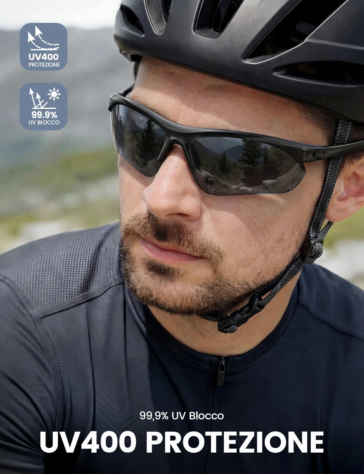 Lamicall Occhiali da Sole Ciclismo Polarizzati - [22g & Design Avvolgente] UV400 Protezione, TR90-Montatura, Nasello Regolabile, Occhiali da Sole Sportivi Multifunzionali per Pesca/Corsa/Escursionismo