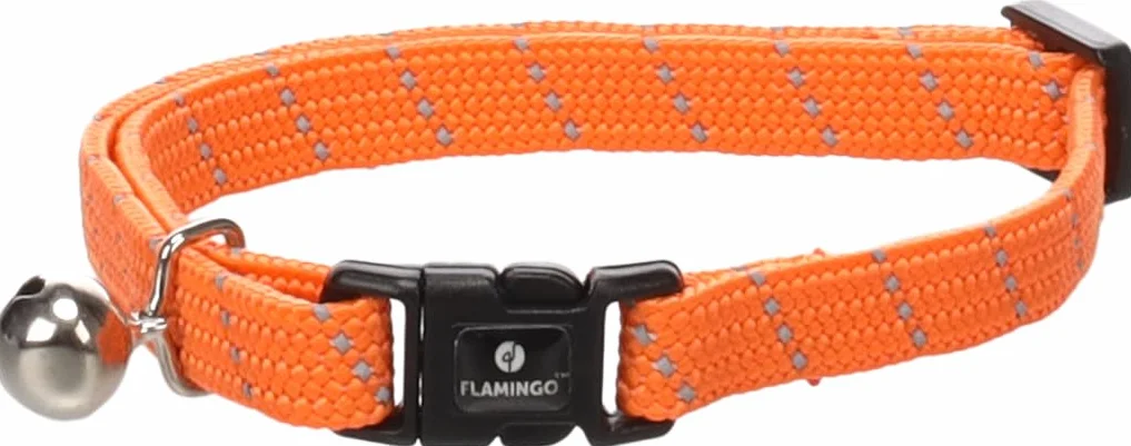 collare gatto - Elza arancione 20–34 cm – nylon elastico riflettente con campanellino