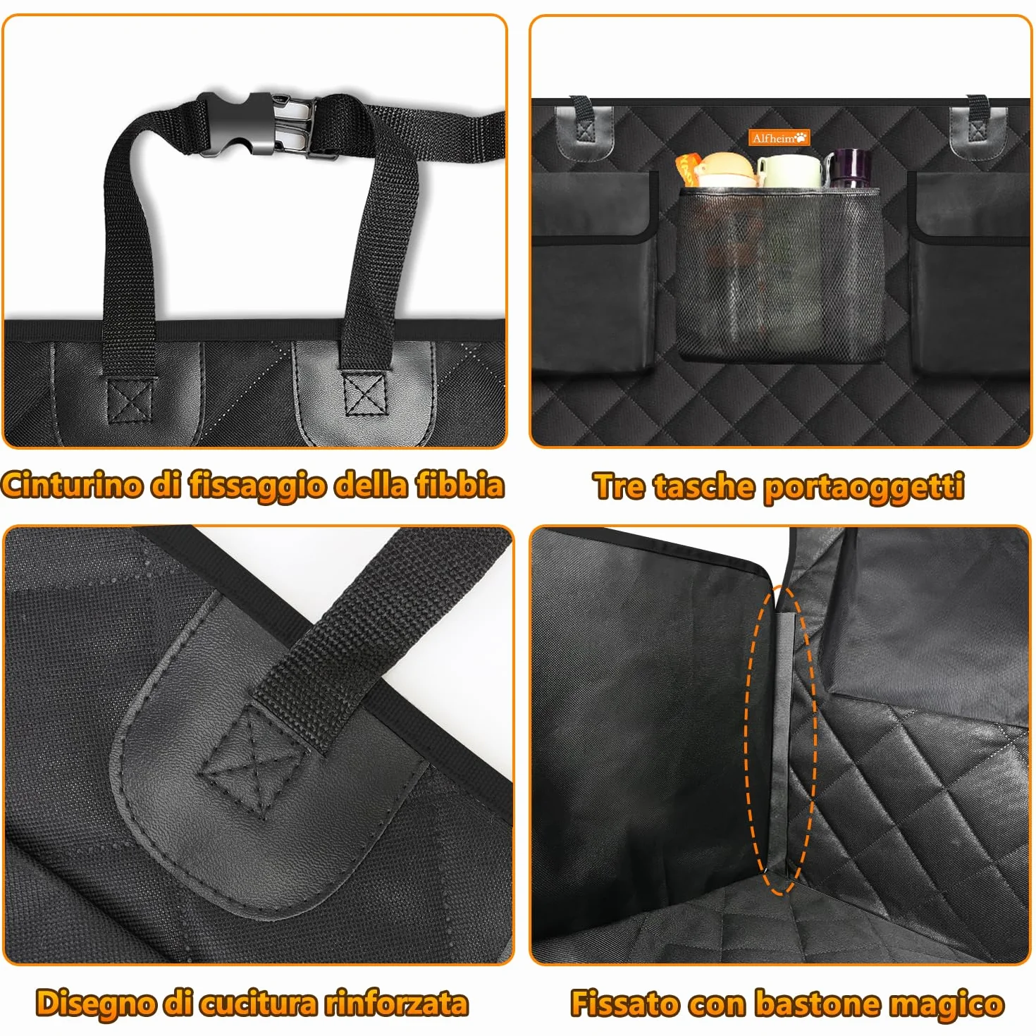 Alfheim Custodia per Baule Auto per Cani, Antistrappo e Impermeabile, Copertura del Sedile Posteriore per Cane Lavabile Antiscivolo con Protezione Laterale Universale per Auto, Camion, SUV