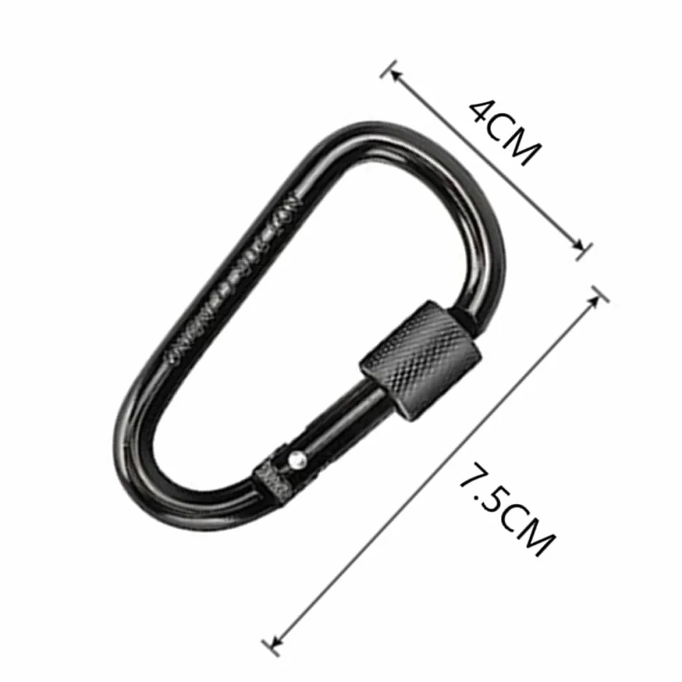 Moschettone in lega di alluminio D Forma 7.5x4 cm Nero - 6 Pezzi con chiusura a vite