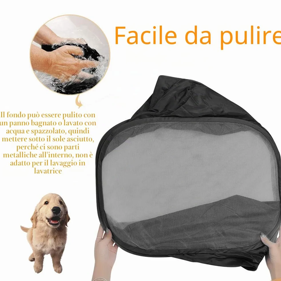 Gabbia per piccoli animali pieghevole parco animali con rete traspirante Recinzione per animali domestici portatile per cani porcellini d'India Conigli criceti (nero)