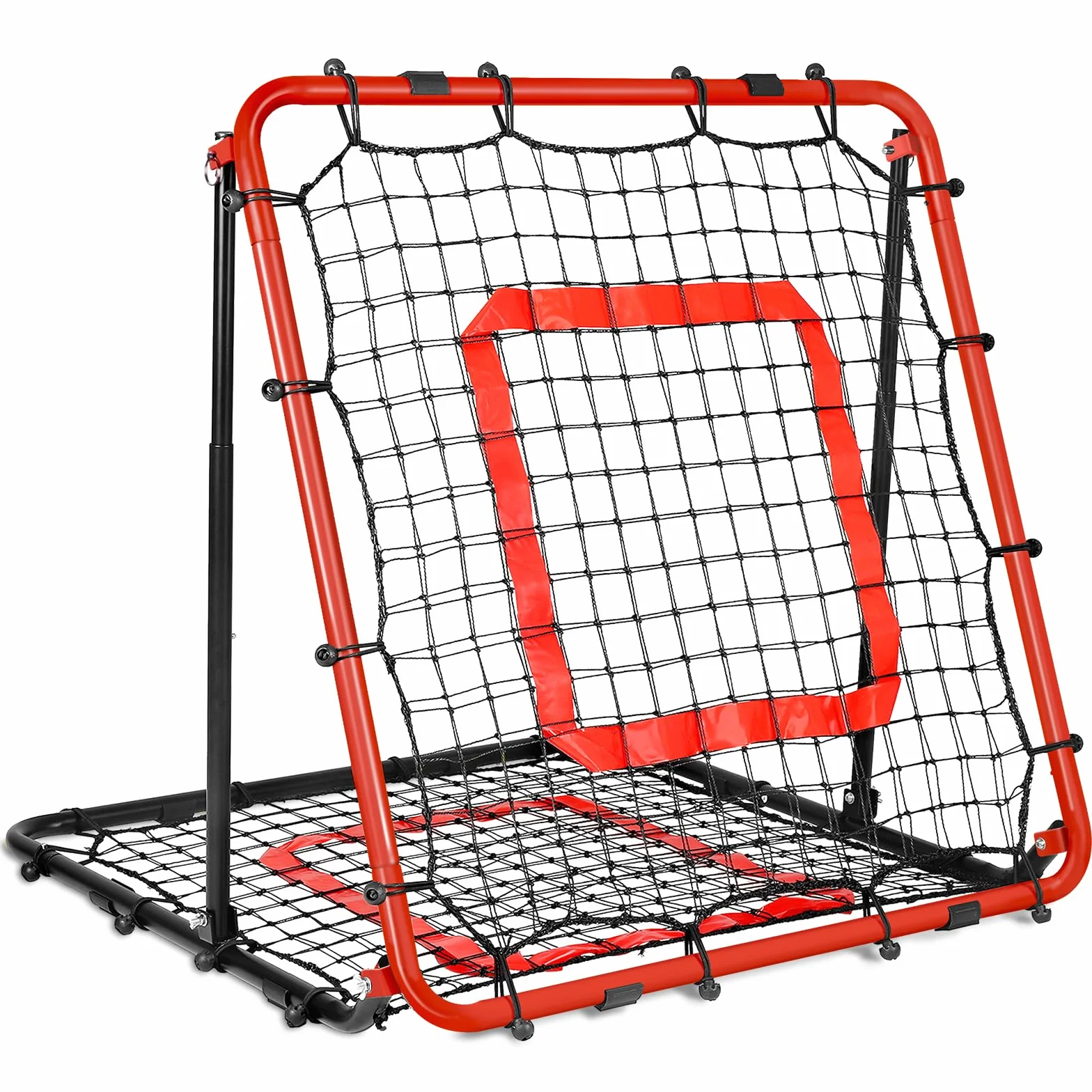 Rete Rimbalzo Calcio Pieghevole, 85 * 85 cm Rete da Rimbalzo per Pallavolo, Reti PE a Doppio Strato, Angolo Regolabile, Formazione Sulle Competenze per Calcio, Pallavolo e Pallacanestro