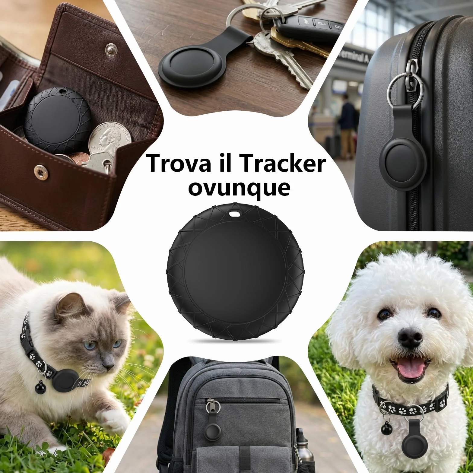 Collare GPS Gatto, Localizzatori GPS per Cani e Gatto, GPS per Cani Compatibile con iOS e Android, Nessun Abbonamento, Posizionamento Globale in Tempo Reale, per Animale Domestico, Impermeabile IPX6