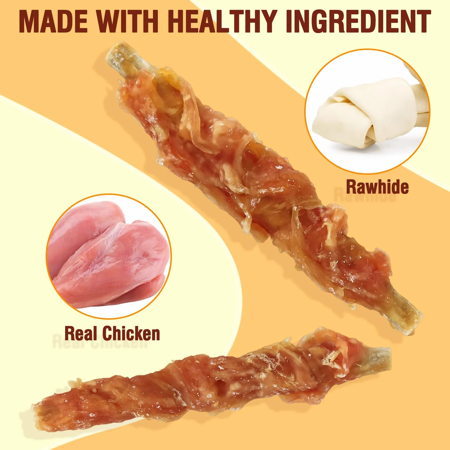 TZL 100g Snacks per Cani in Pelle Bovina Avvolta nel Pollo, Bastoncini Naturali per la Pulizia dei Denti e Masticativi di Lunga Durata per Cani di Piccola e Media Taglia, 4,7 pollici (12 cm) (100g)